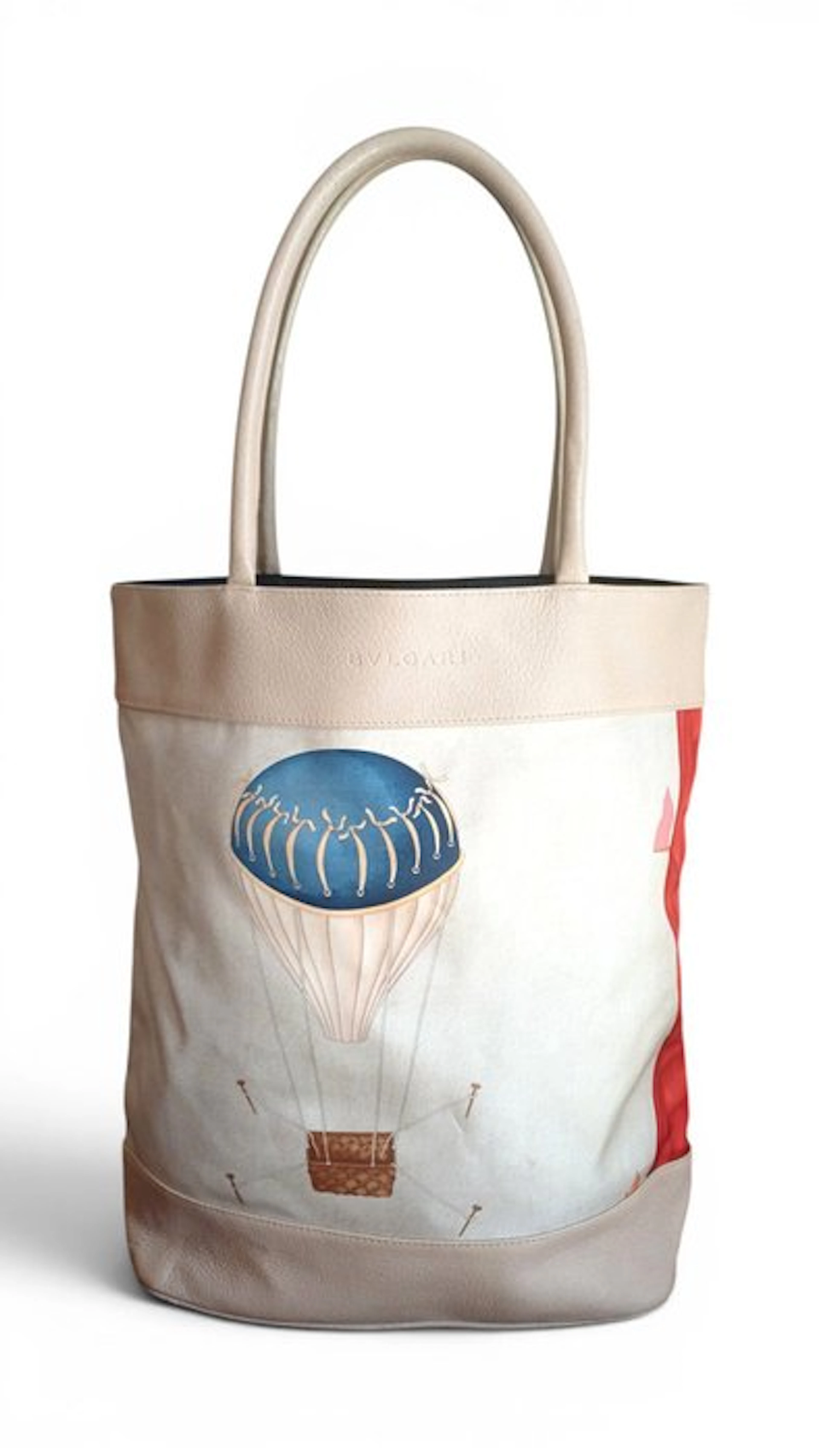 BULGARI - "Mongolfiere" Canvas & Leather Large Tote Bag...