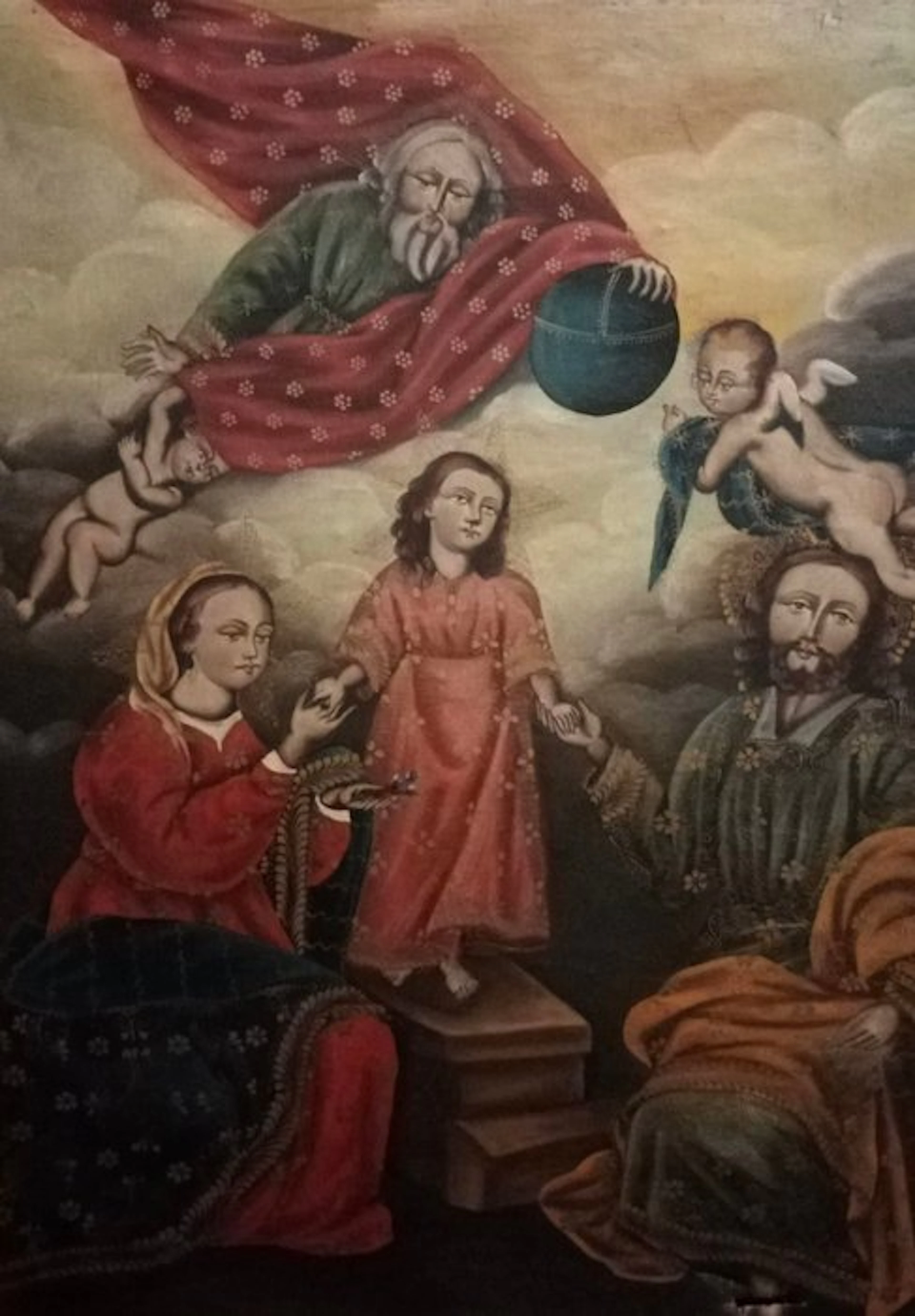 Escuela colonial (XIX-XX) - Sagrada Familia con el Padre Eterno