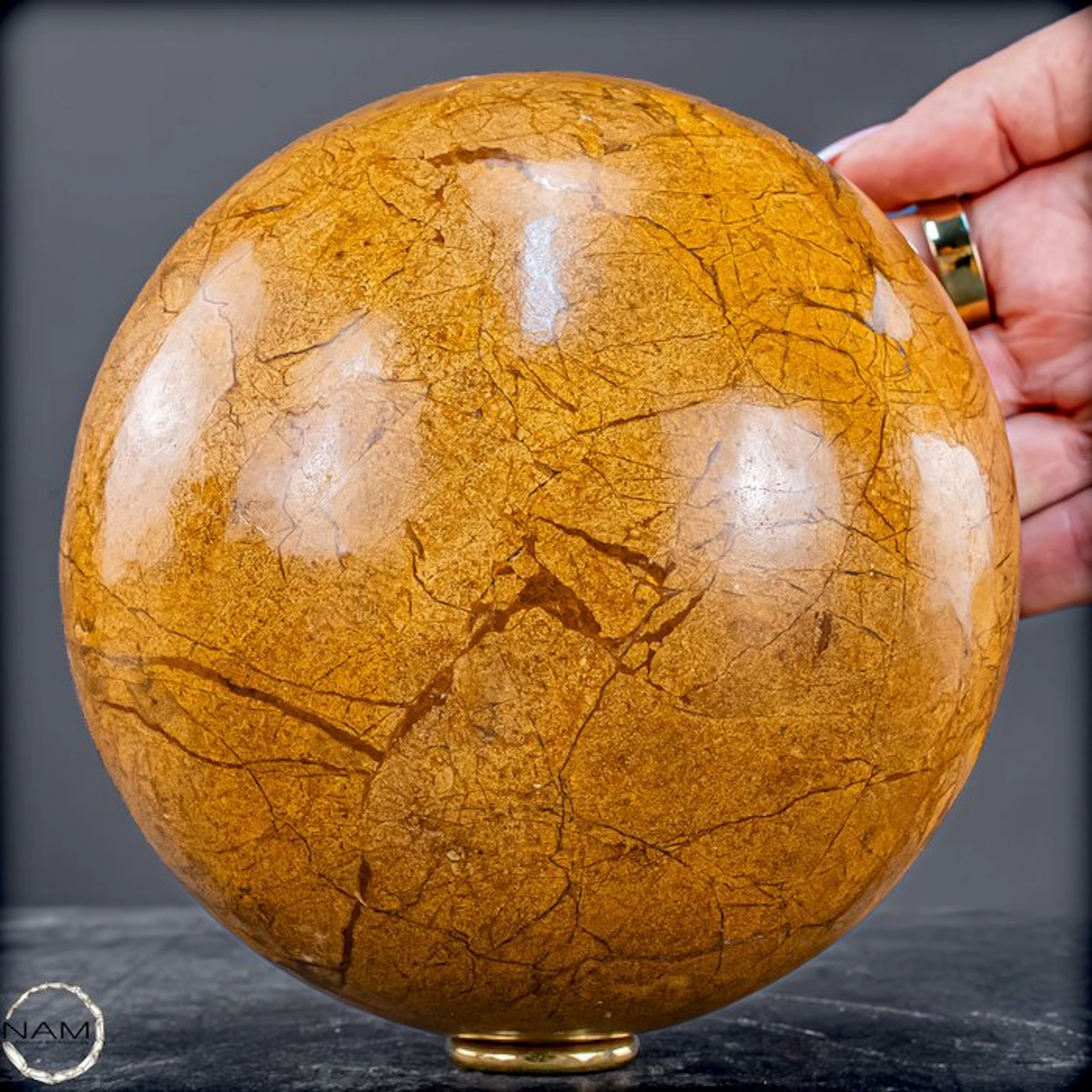 Picture Jasper sphere – hand-polished natural stone...