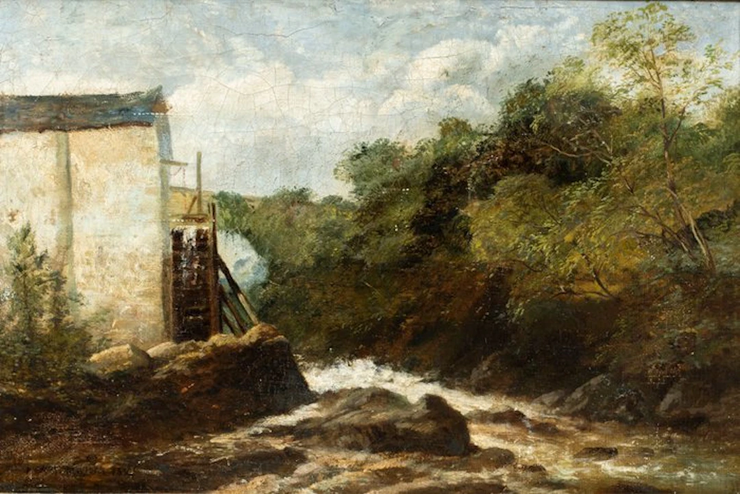 European school (XIX) - Landscape with mill and stream