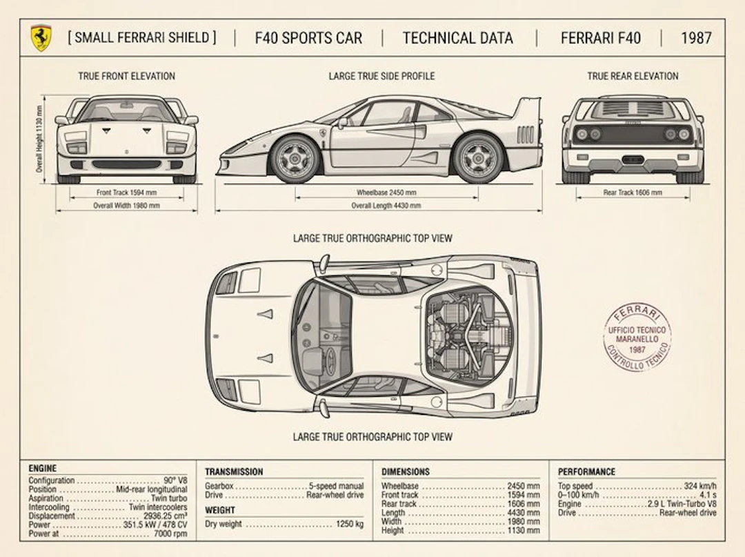Shmidt.Art - Ferrari - F40 SPORTS CAR - 1980s