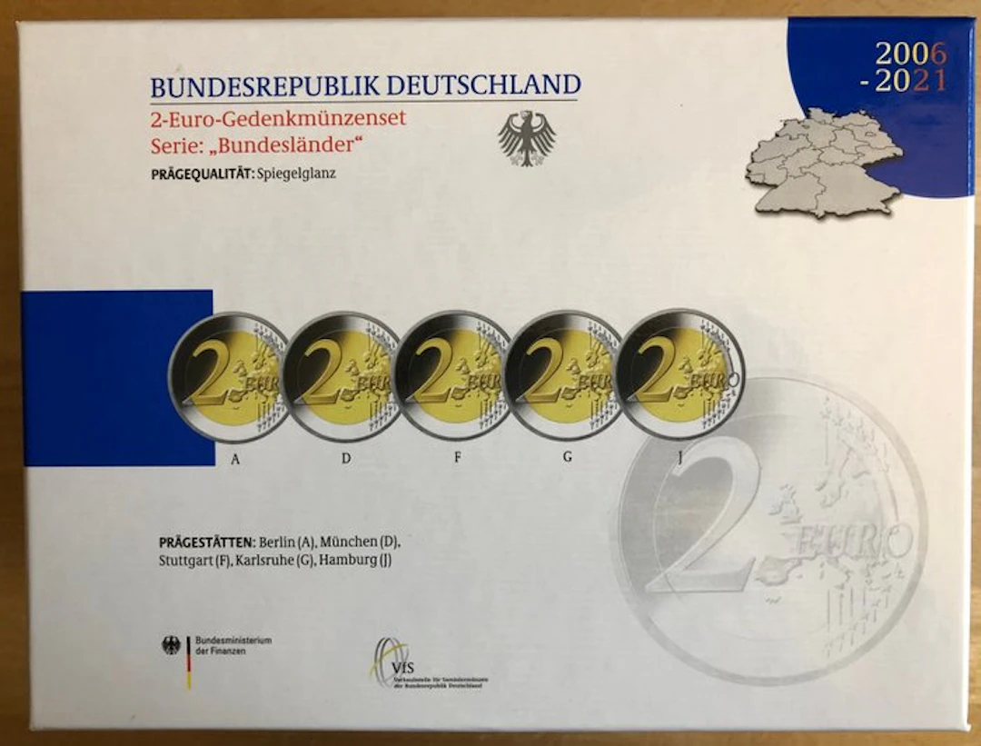 Germany. 2 Euro 2006/2022 (16 sets - 80 coins) Proof
