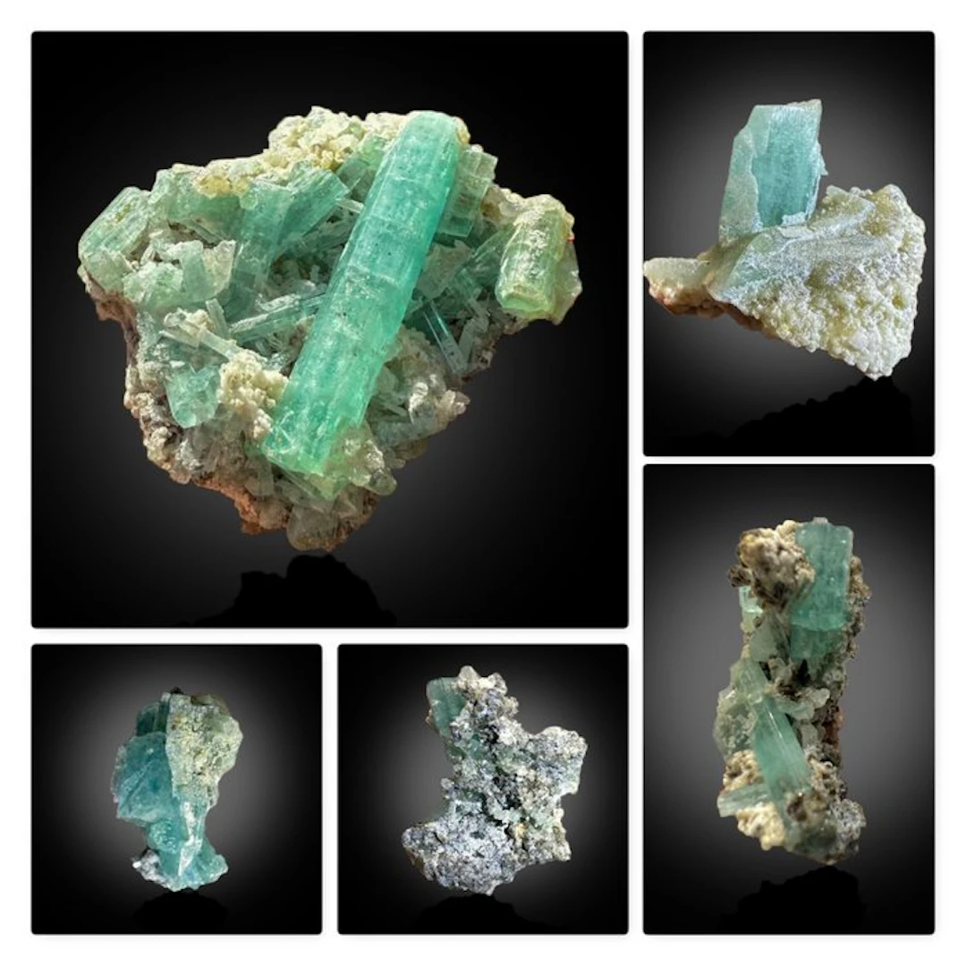 Aquamarine Crystal Lot on Matrix – Blue Beryl Specimens –...