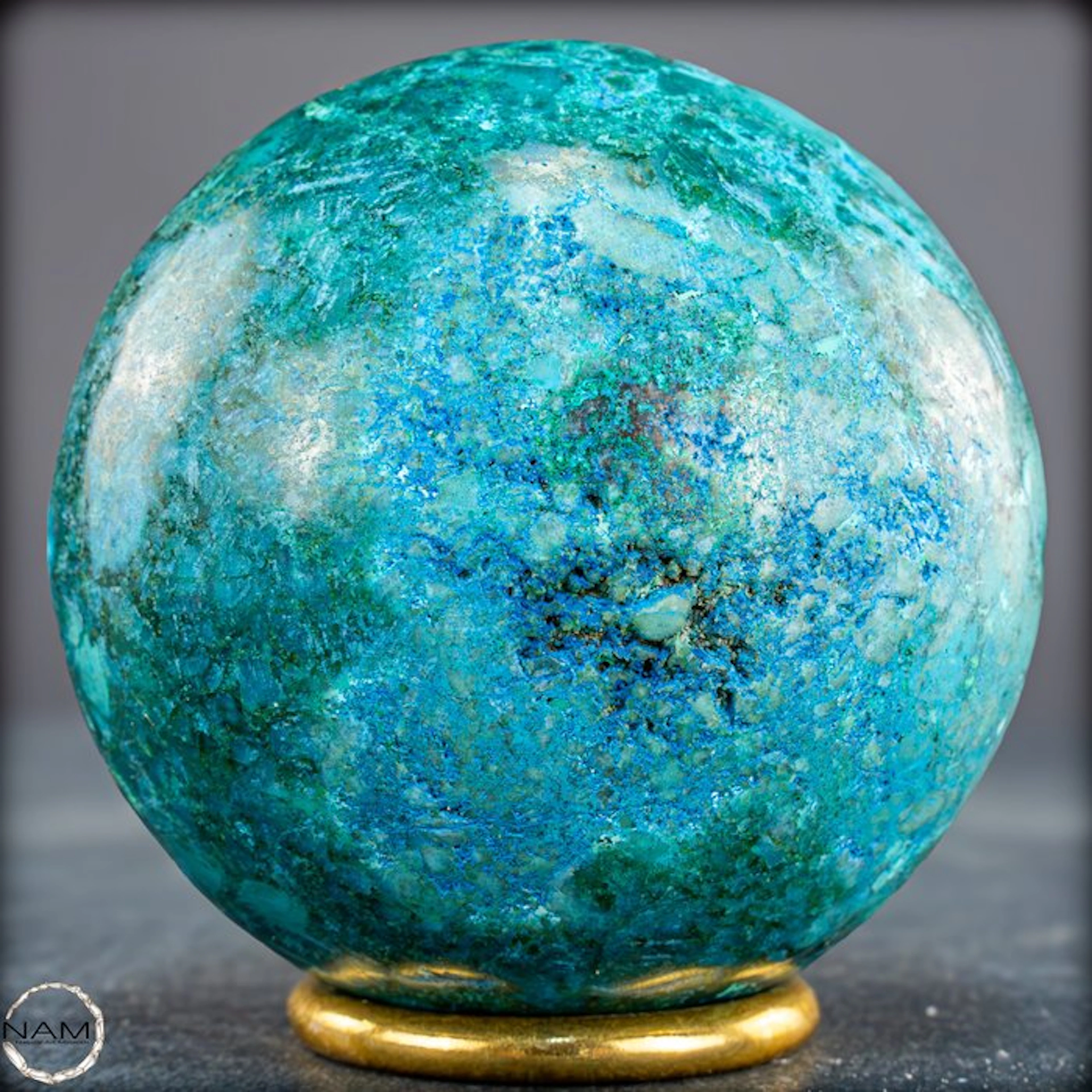 Beautiful Natural Malachite and Chrysocolla Sphere- 643.52 g