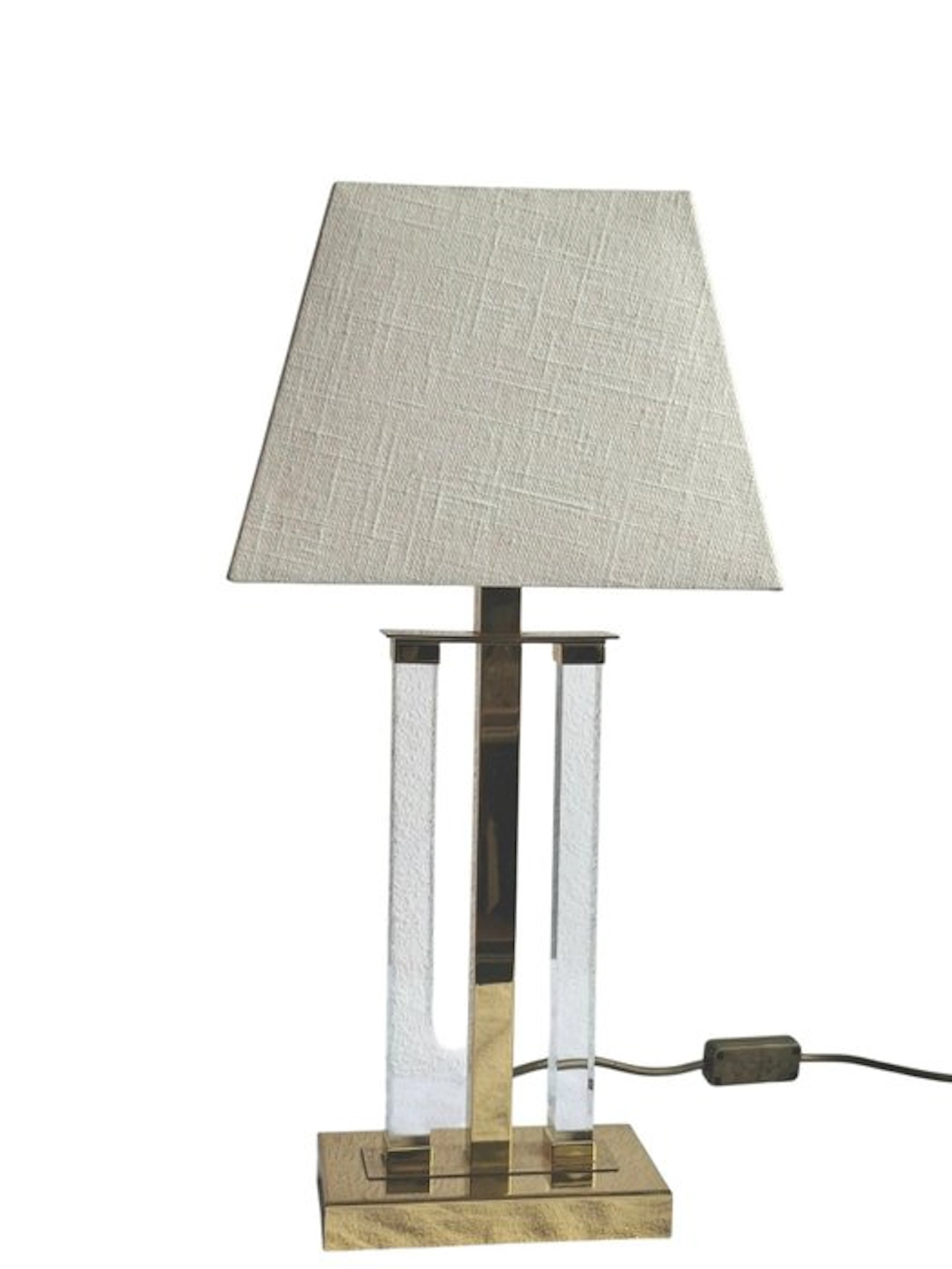 Table lamp - Gold-plated metal & acrylic glass (Lucite)...