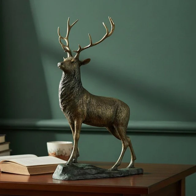Sculpture, Majestic Stag - Deer - 30 cm - Bronze