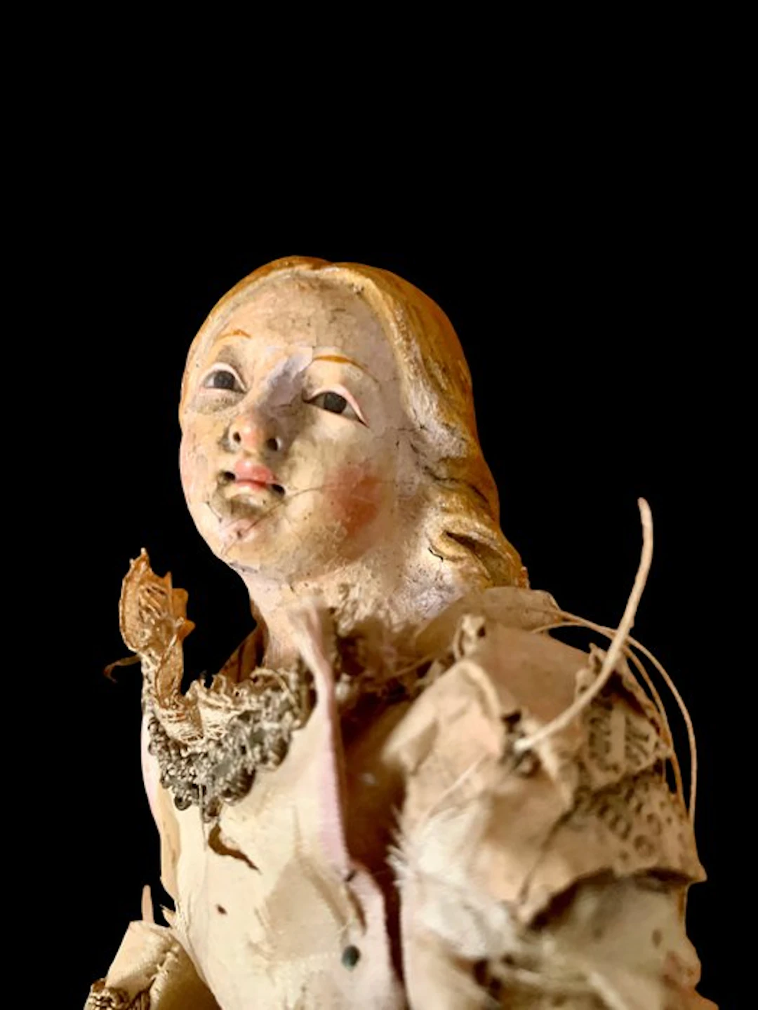 Statue, Figura Sacra Presepe Napoletano - 28 cm - Textile, Paper - 1800