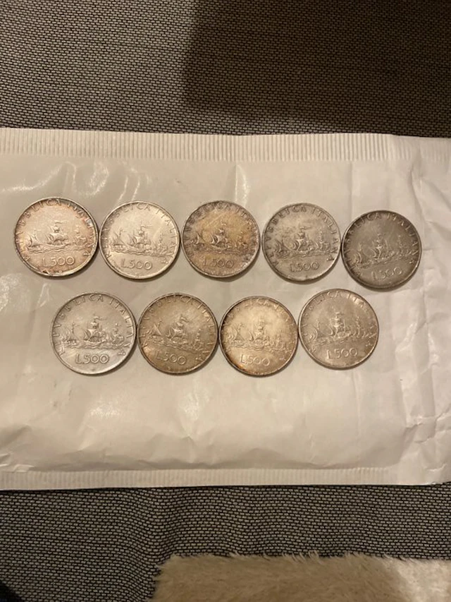 Italy, Republic 500 Lire argento (9 monete) (No reserve price)