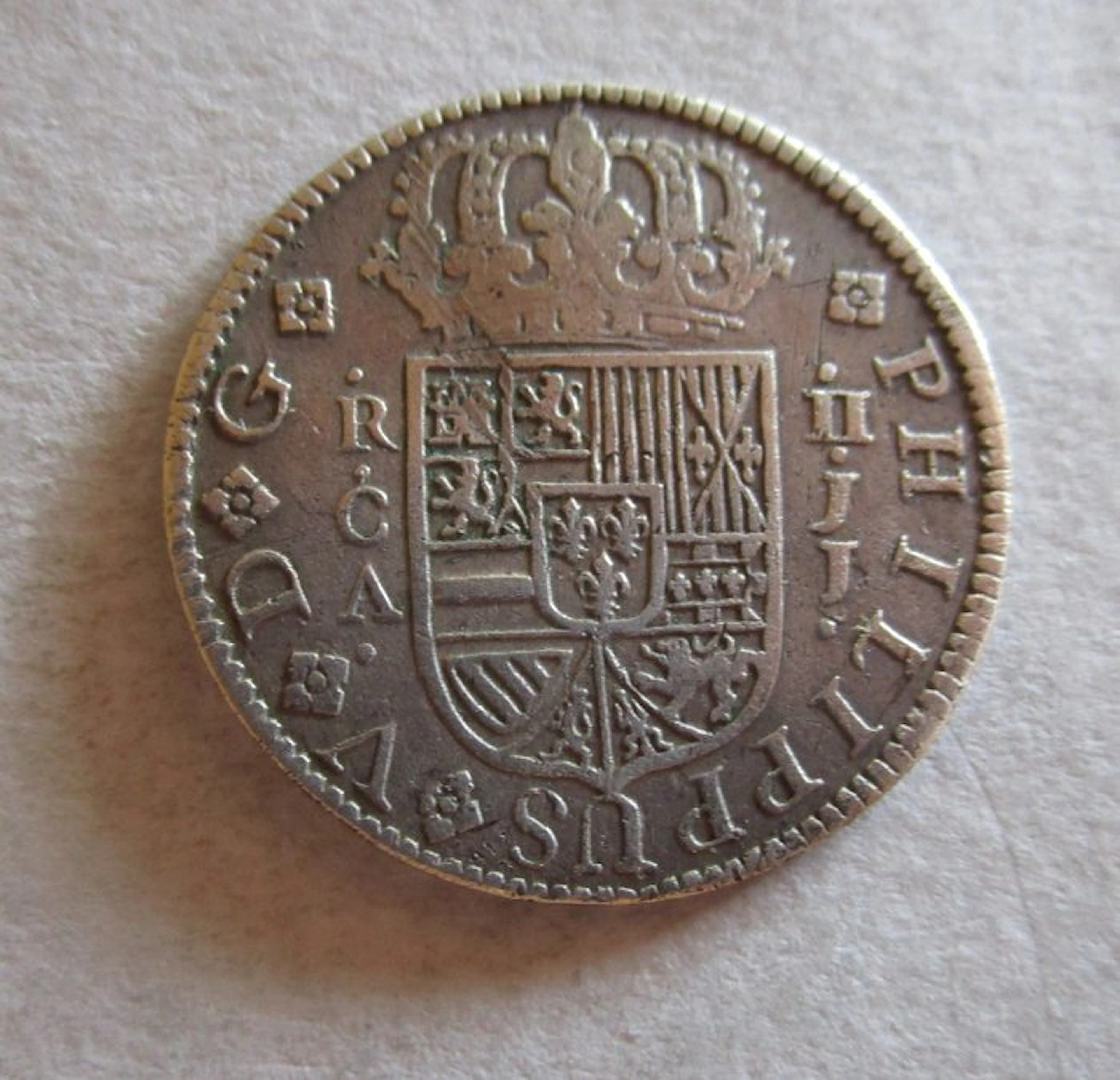 Spain. Felipe V. 2 Reales 1725 Cuenca JJ