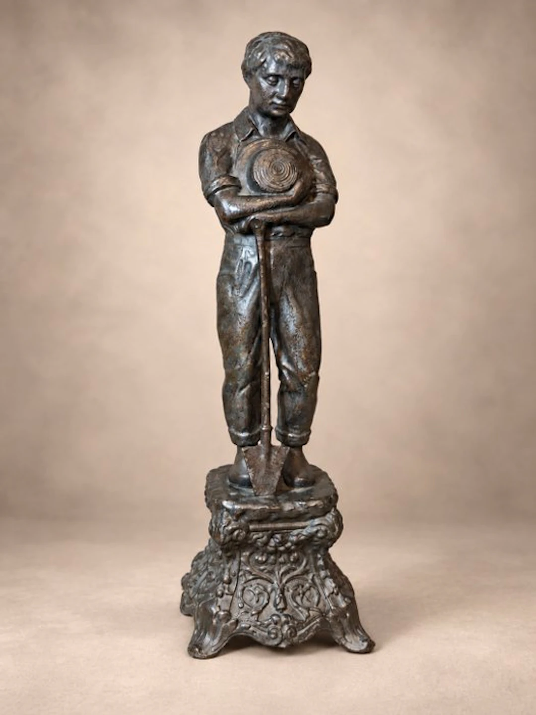 Sculpture, L'Angélus de Jean-François Millet ca. 1860 - 38 cm - Spelter