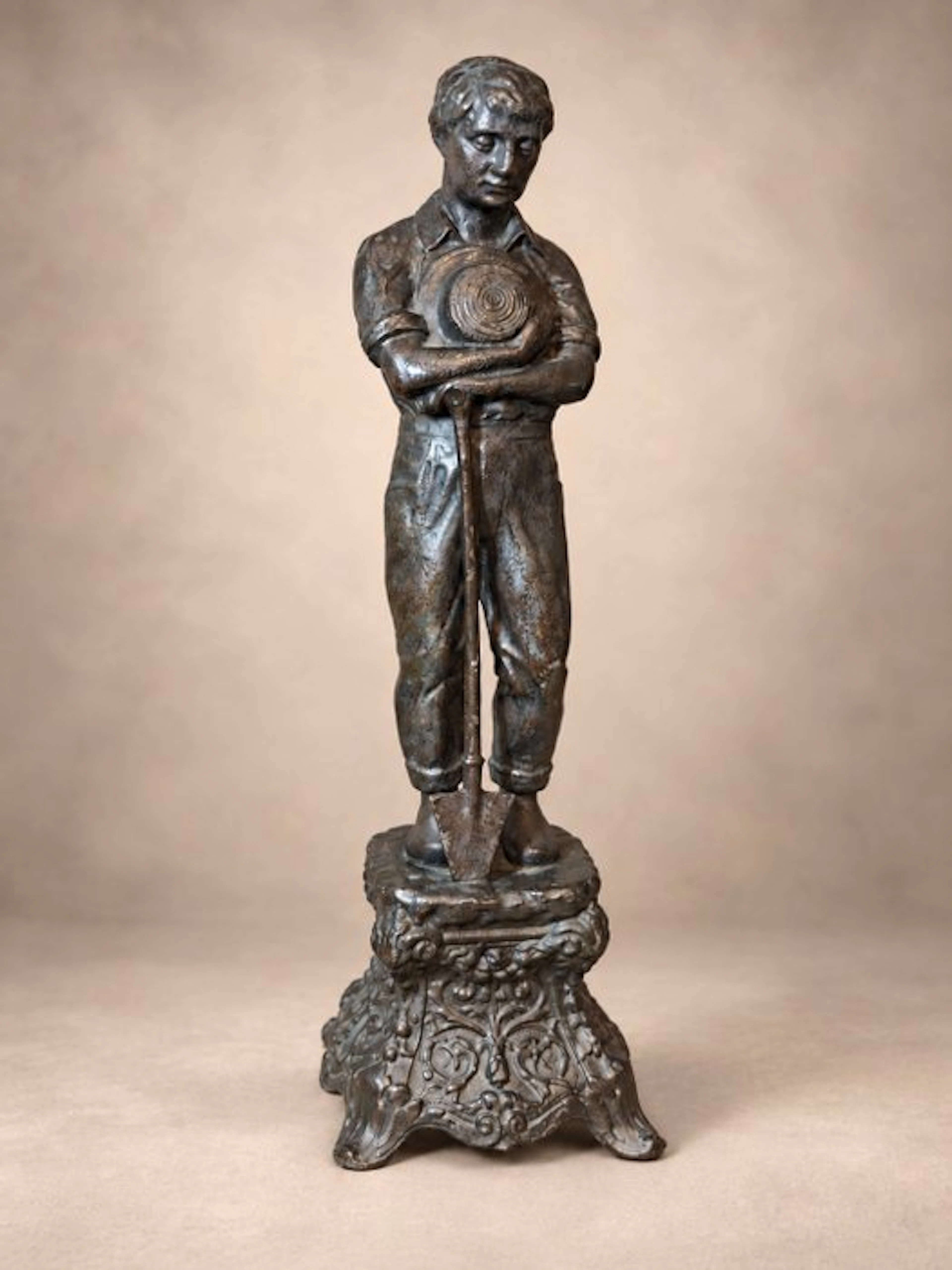 Sculpture, L'Angélus de Jean-François Millet ca. 1860 - 38 cm - Spelter