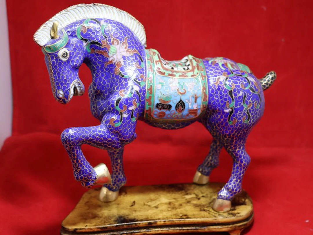 Figure - Cloisonne Pferdchen - Brass - Asia (No reserve price)