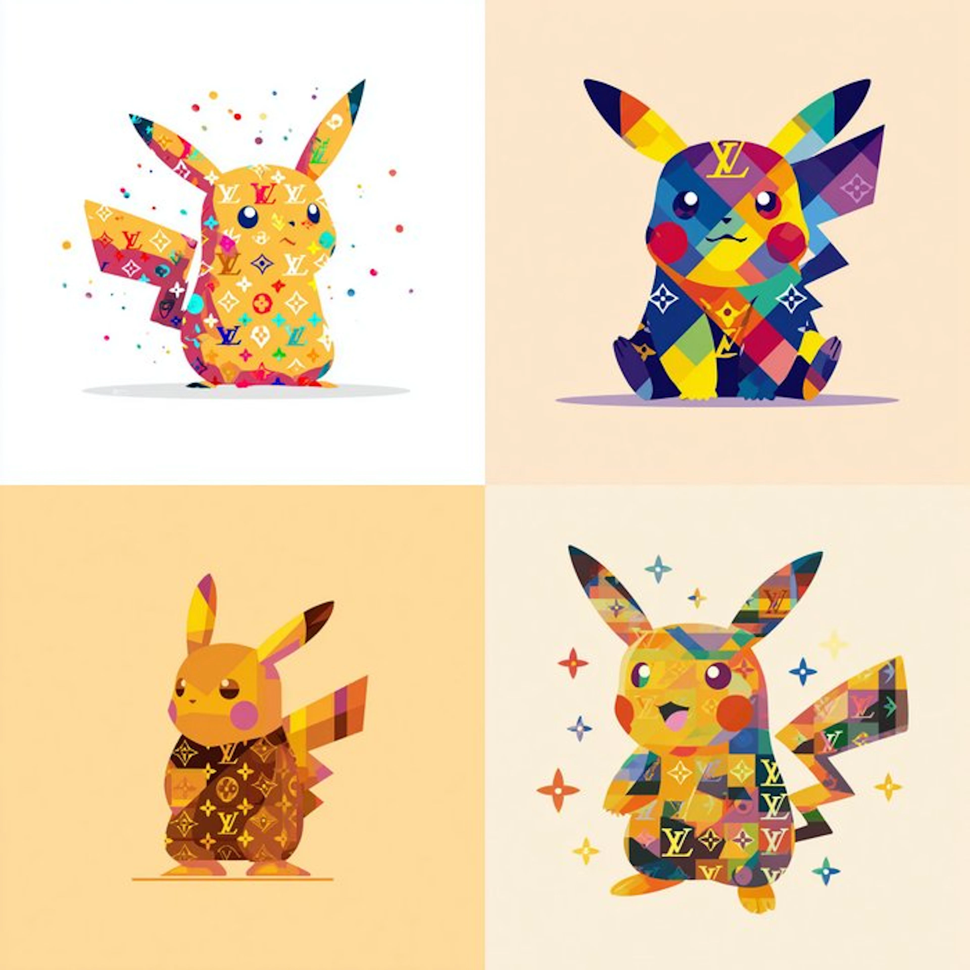 CREATIVE_HUB - Lot of 4 fashion minimalist Pikachu