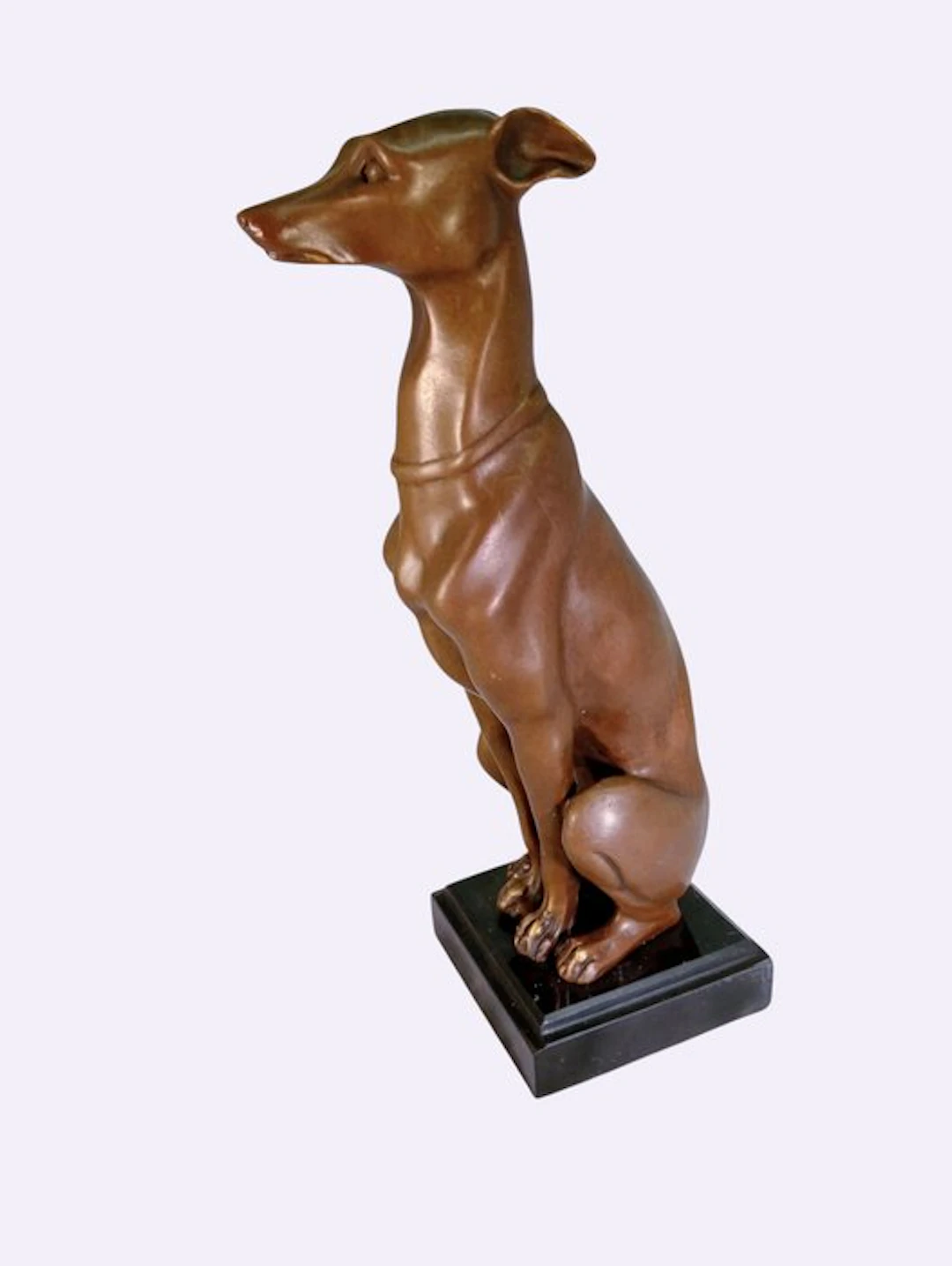 Figurine - Zittende windhond - Patinated bronze