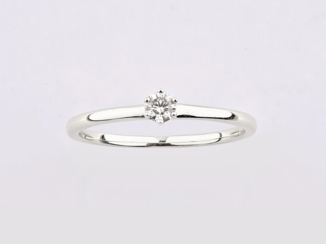 No reserve price - Ring - 14 kt. White gold - 0.13ct. tw. Diamond (Natural)