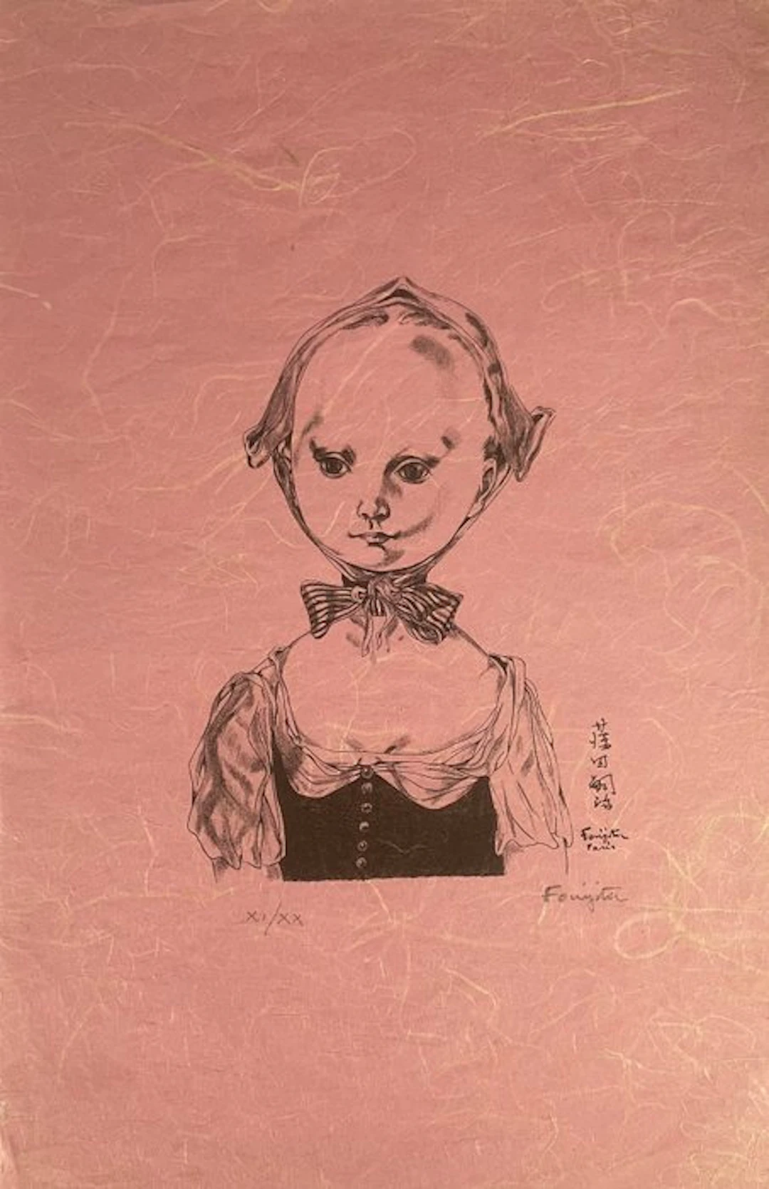 Tsugouharu Foujita (1886-1968) - Jeune fille au nœud papillon
