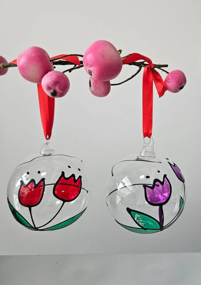 Christmas baubles (2) - Stained-glass technique - Bohemian glass bead - Glass