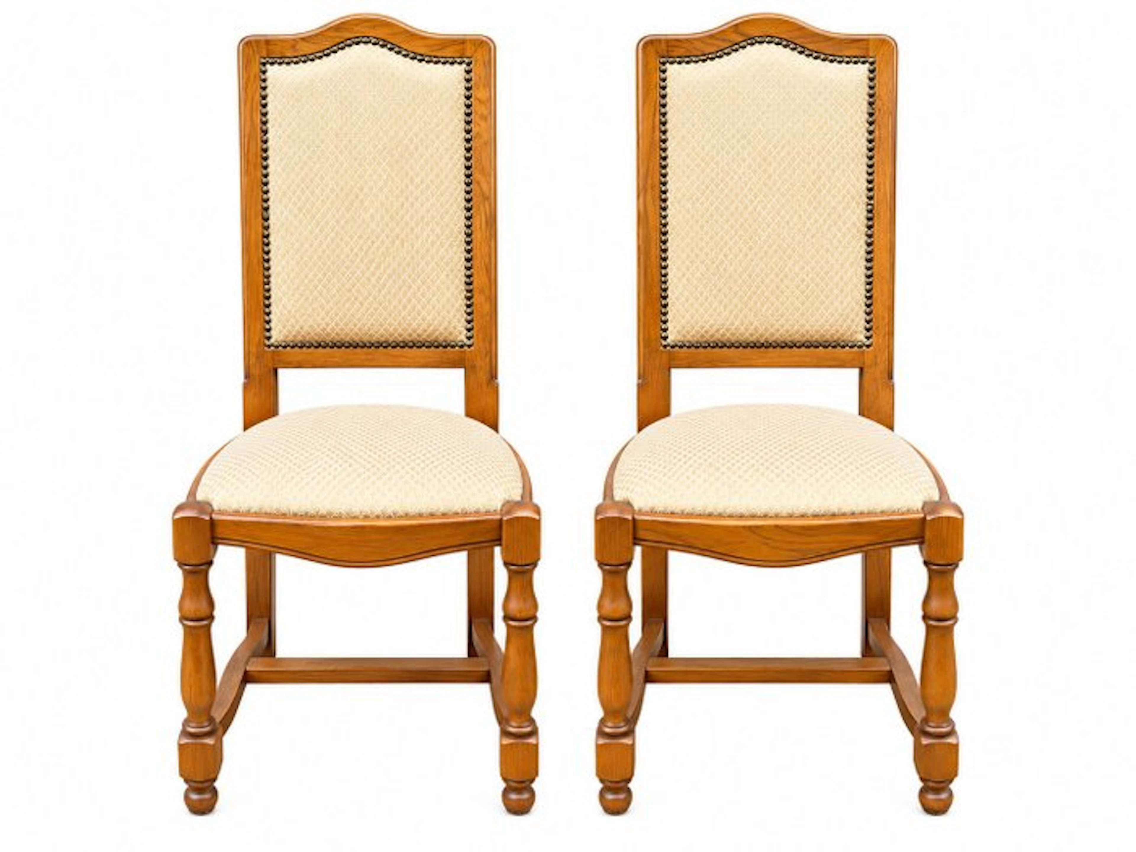 Dining room chair (2) - Oak, fabric nails - style old charm