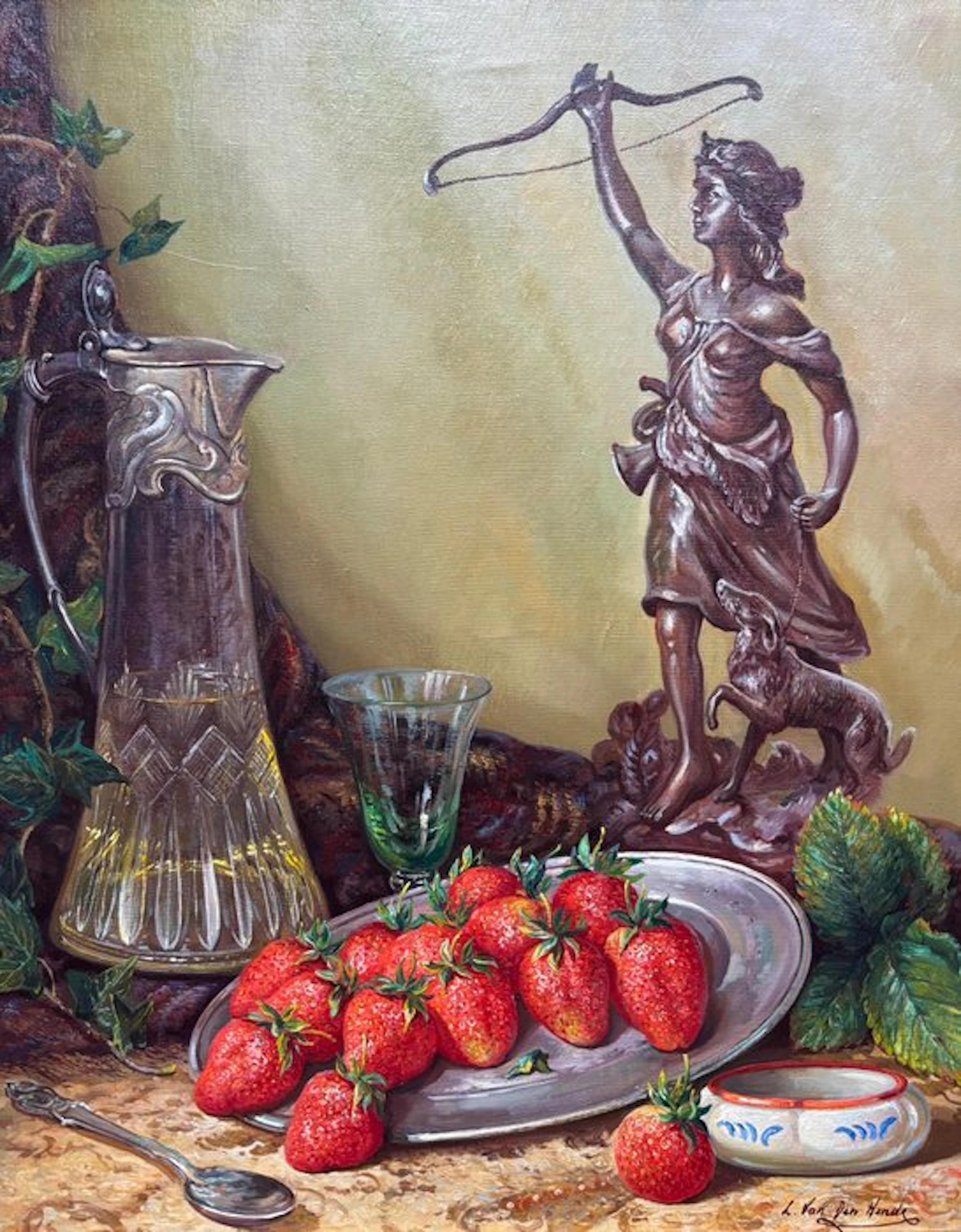 L. Van Den Hende (XX) - Stilleven met Aardbeien