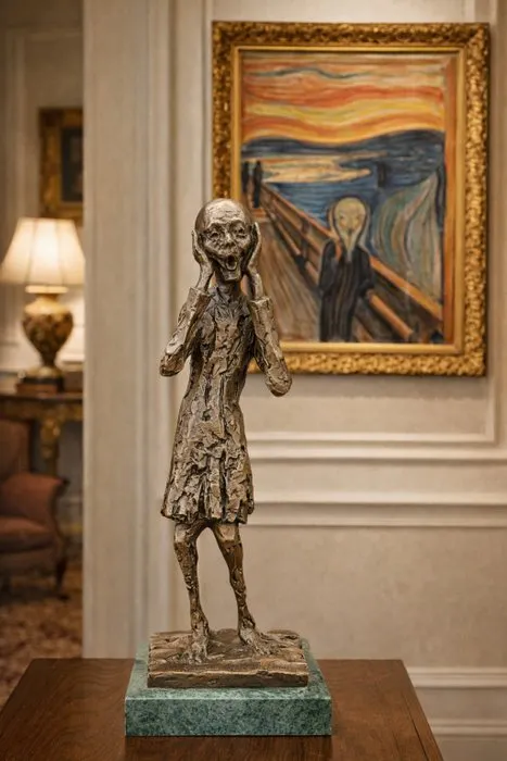 Edvard Munch (1863-1944) (after) - Statue, The Scream - 38 cm - Bronze, Marble