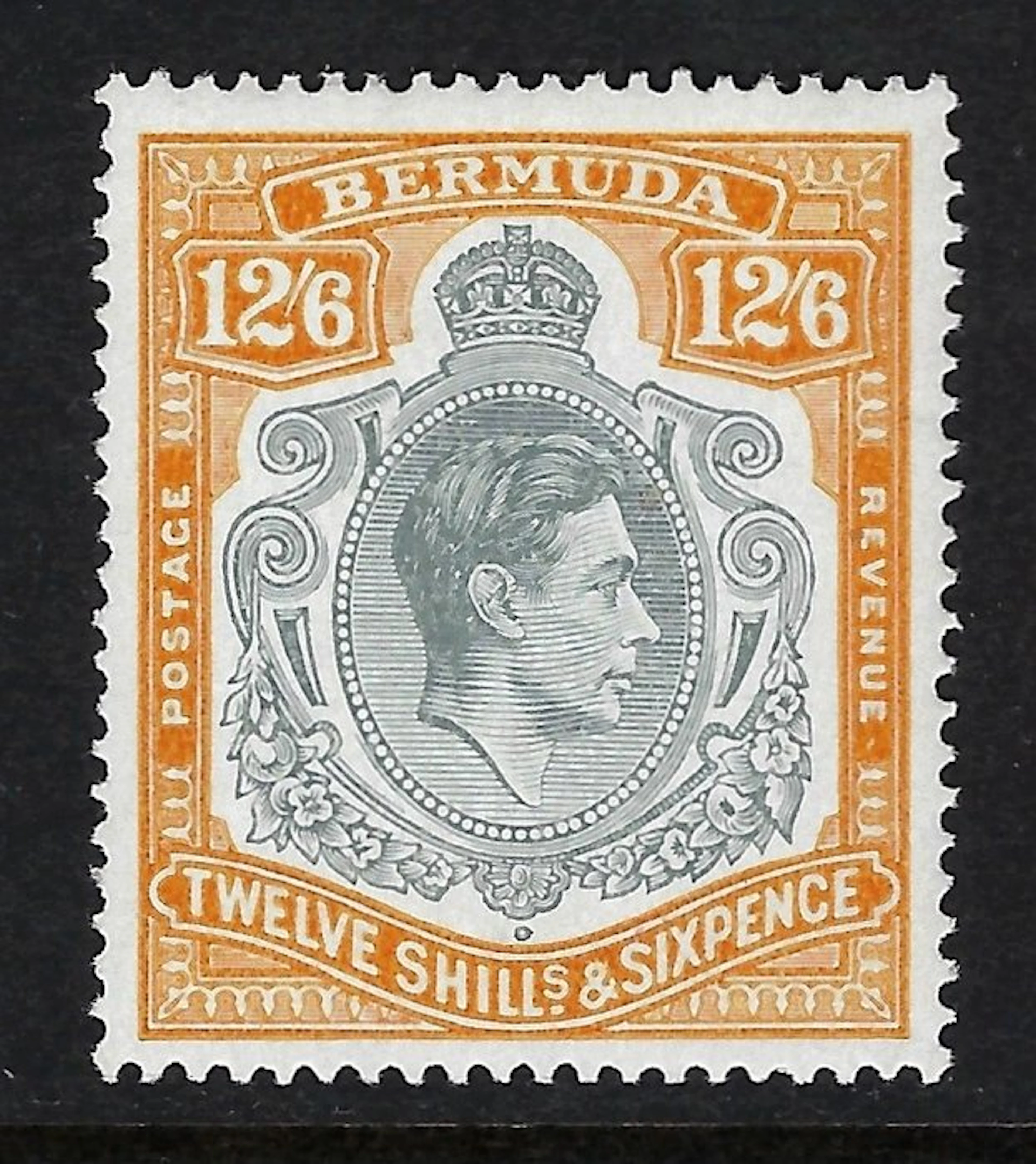 Bermuda 1938 - King George VI 12/6 sh grey and brownish orange - N. 120a