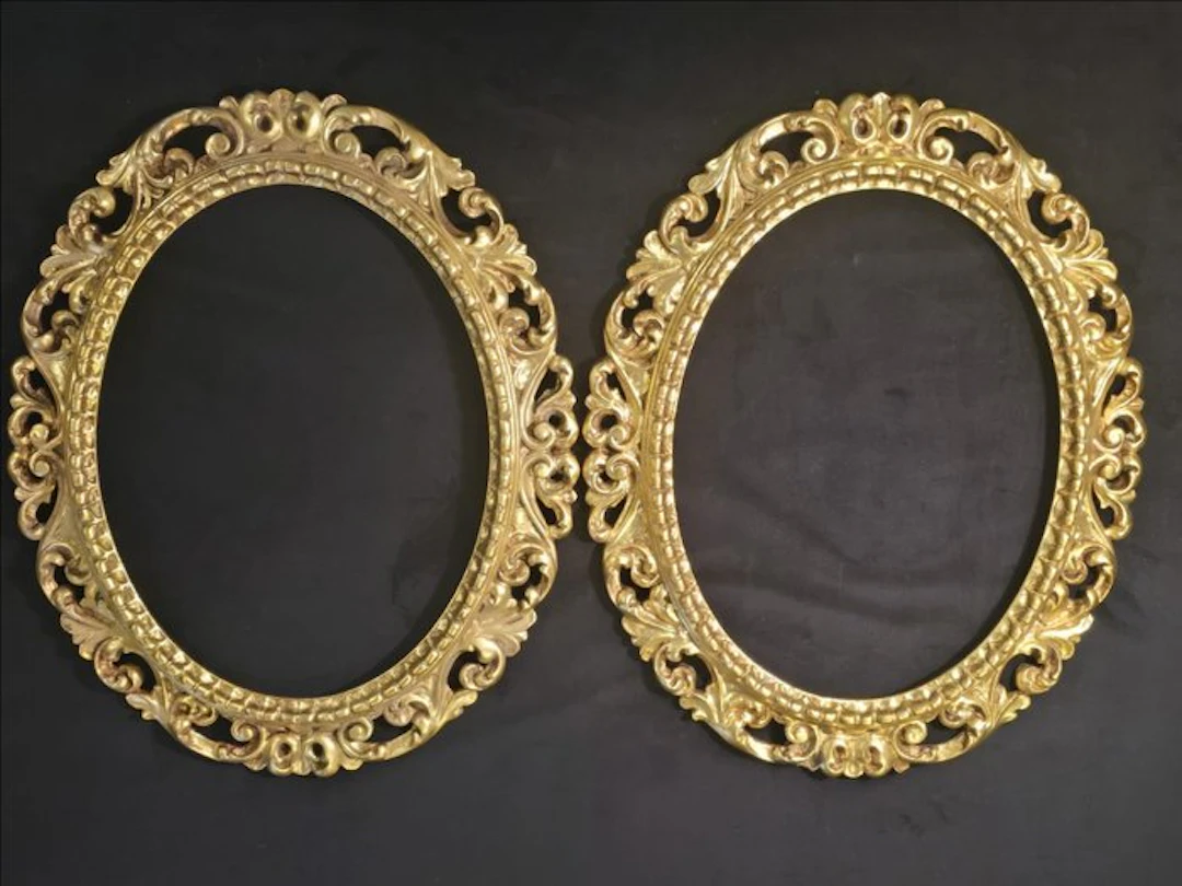 Frame (2) - Wood - Antique pair of gold frames