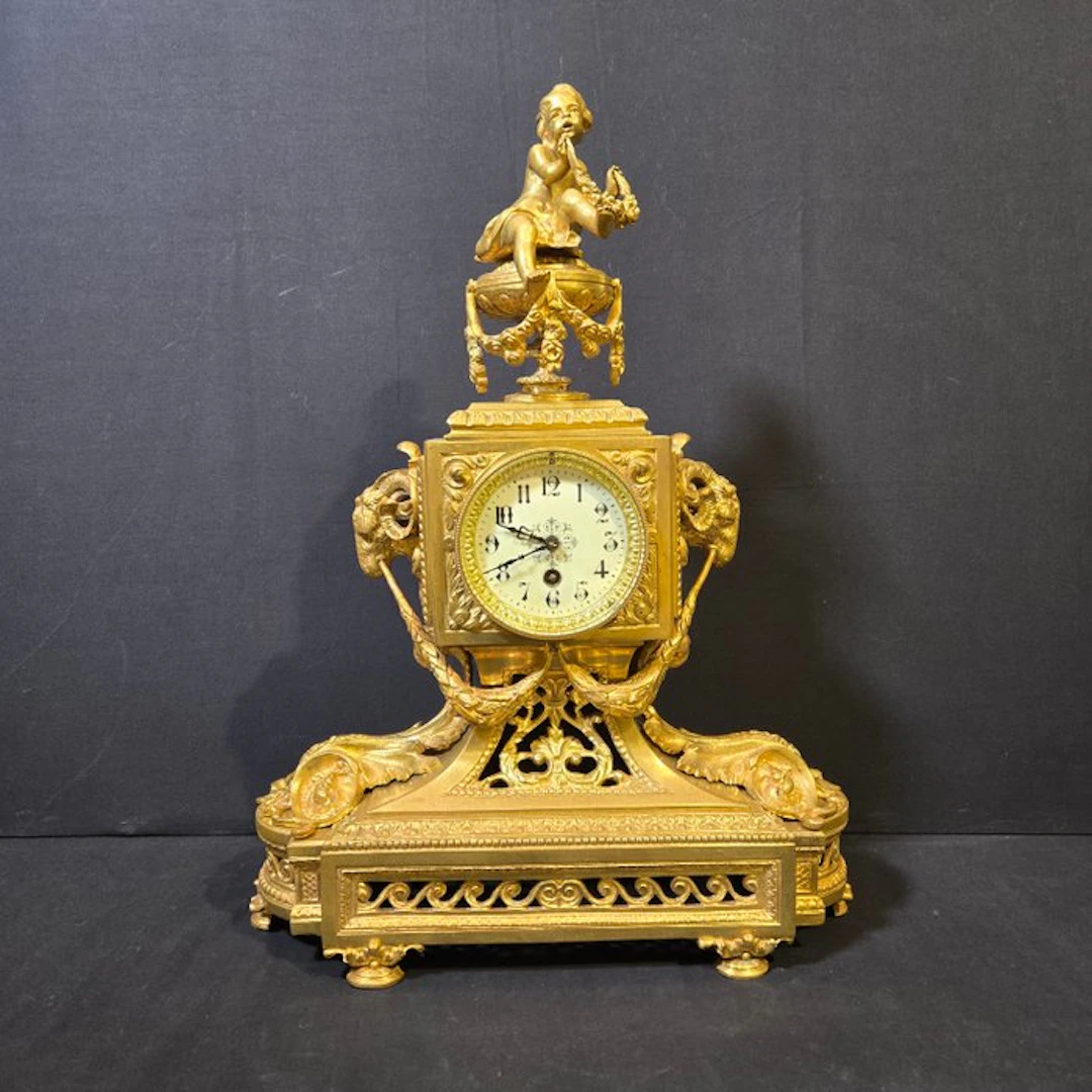Table clock Louis XIV Style - Gilt bronze - 1850-1900 - Top in gold