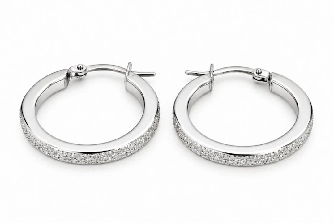Earrings - 18 kt. White gold - Made in Italy - Handmade