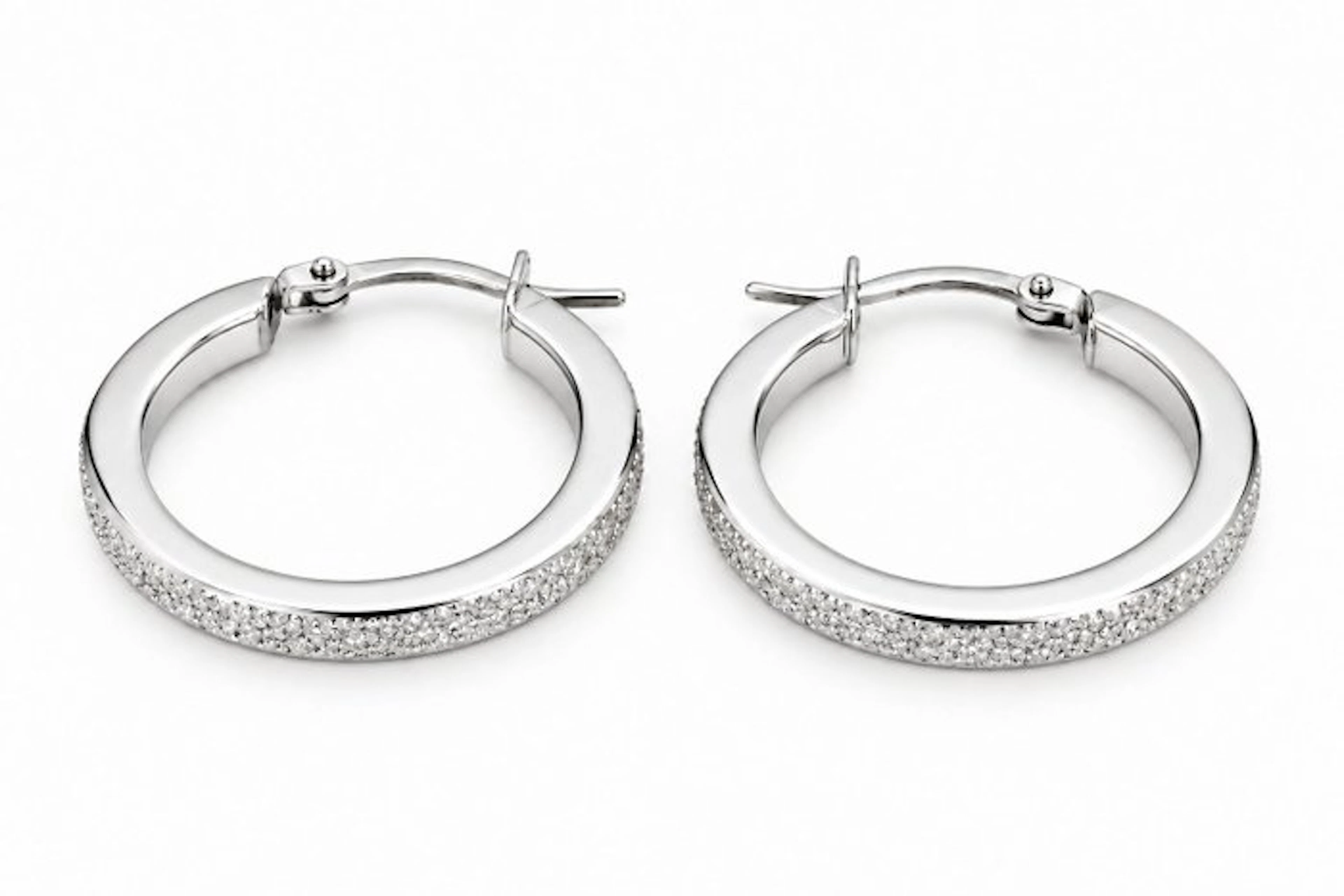 Earrings - 18 kt. White gold - Made in Italy - Handmade