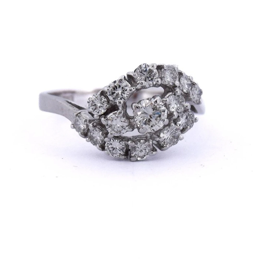 Cocktail ring - 18 kt. White gold - 1.70ct. tw. - Diamond