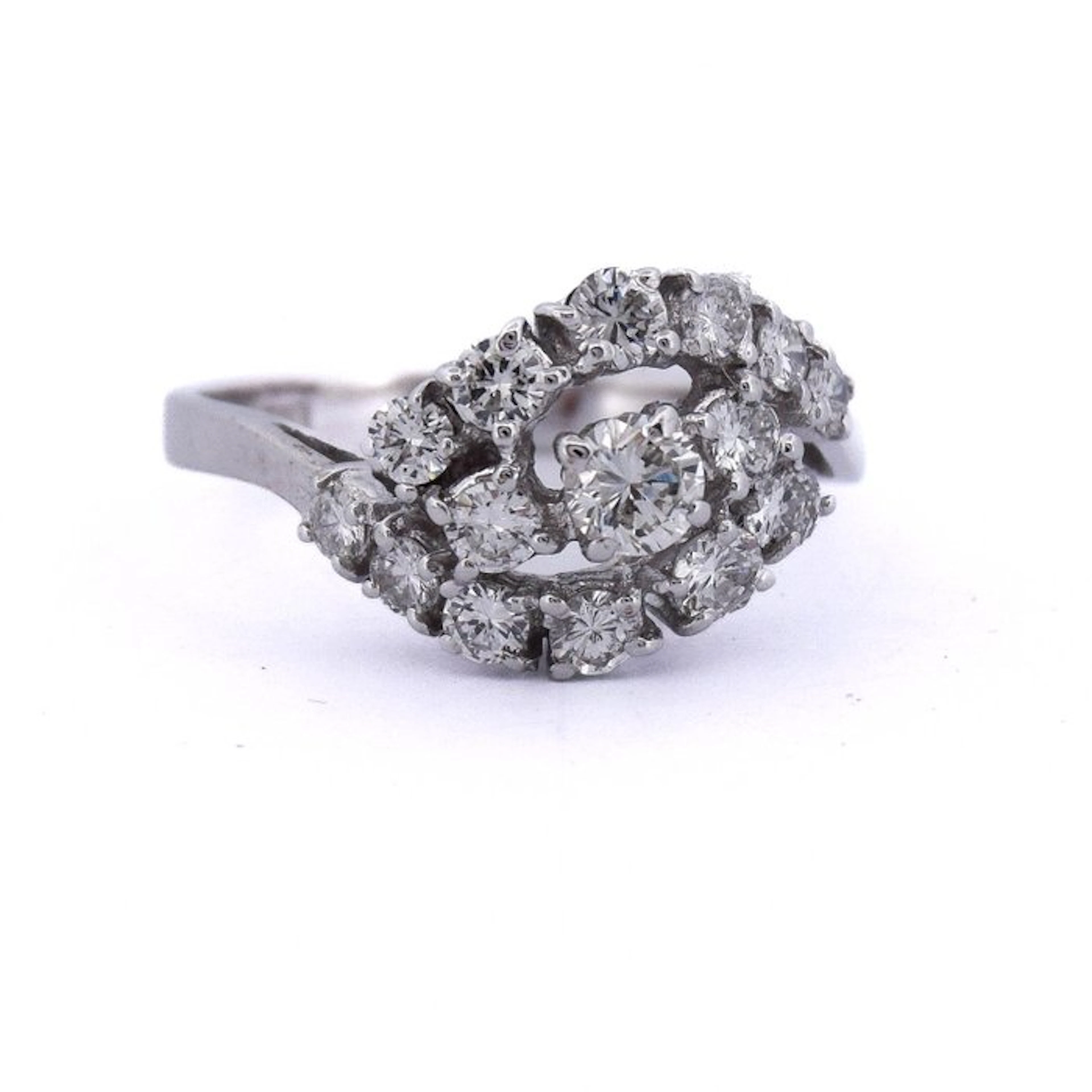 Cocktail ring - 18 kt. White gold - 1.70ct. tw. - Diamond