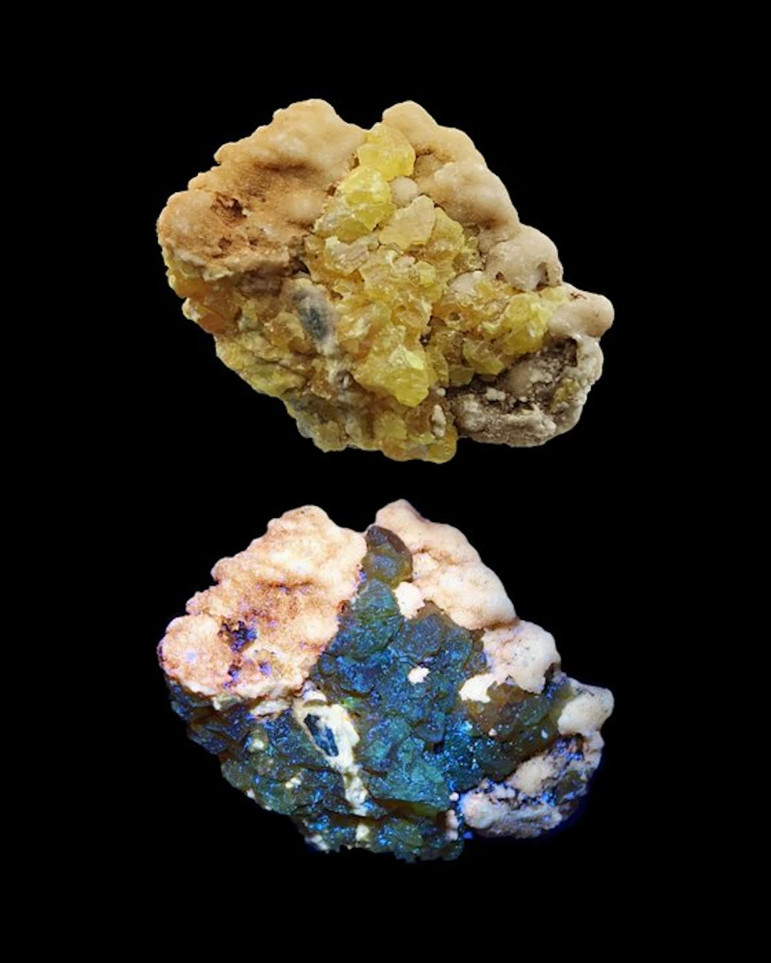 Yellow sulfur aesthetic with fluorescent aragonite...