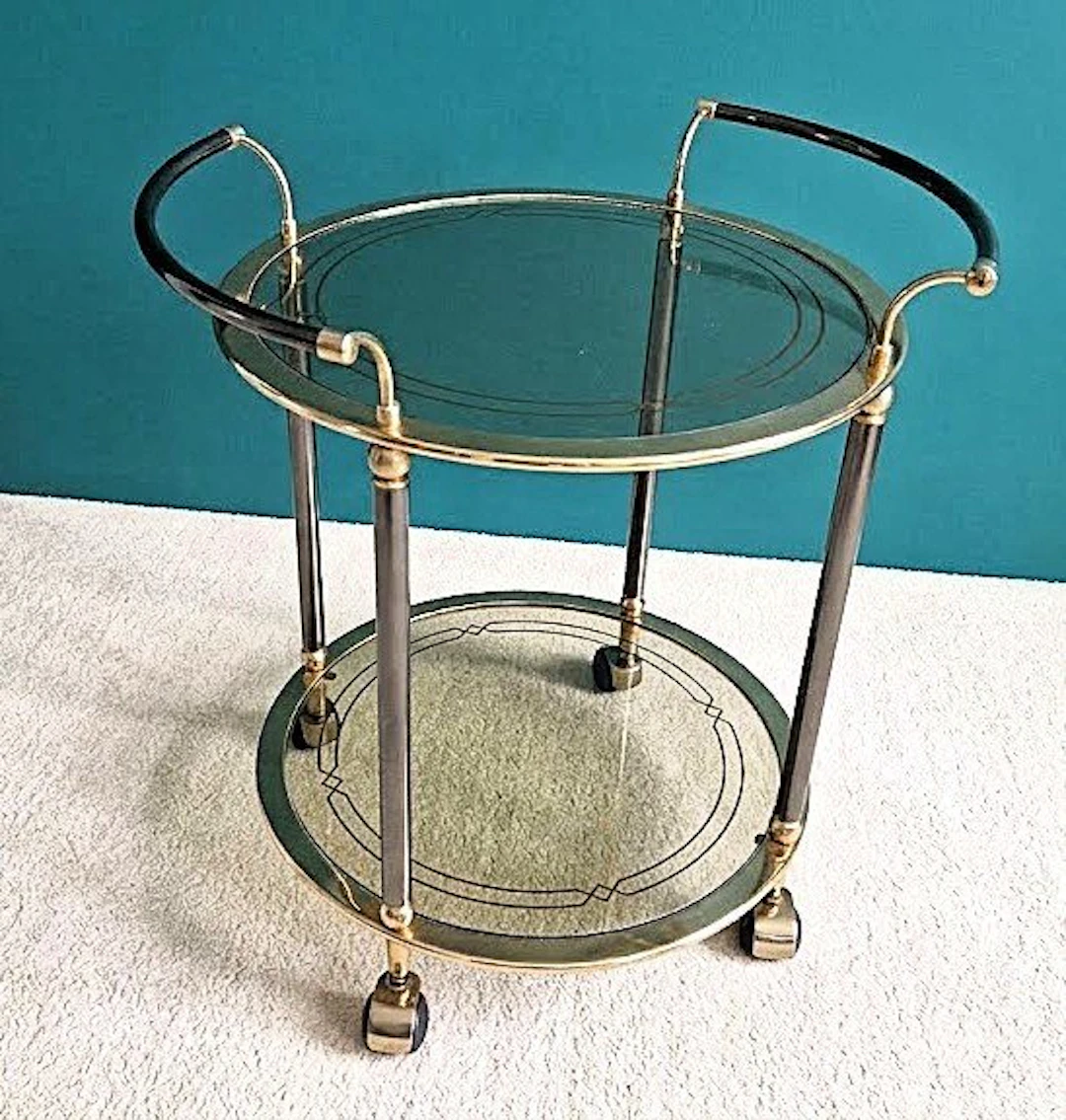 Serving trolley - Glass, Brass