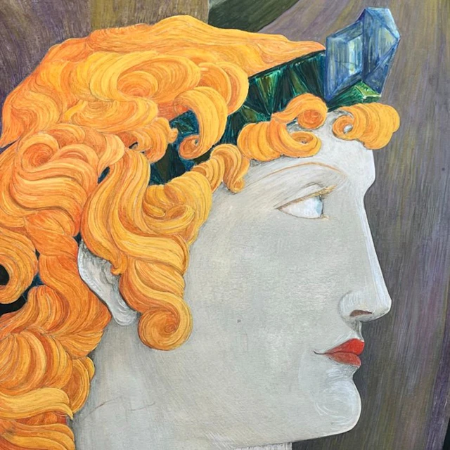French school (XIX) - Portrait symboliste aux cheveux...