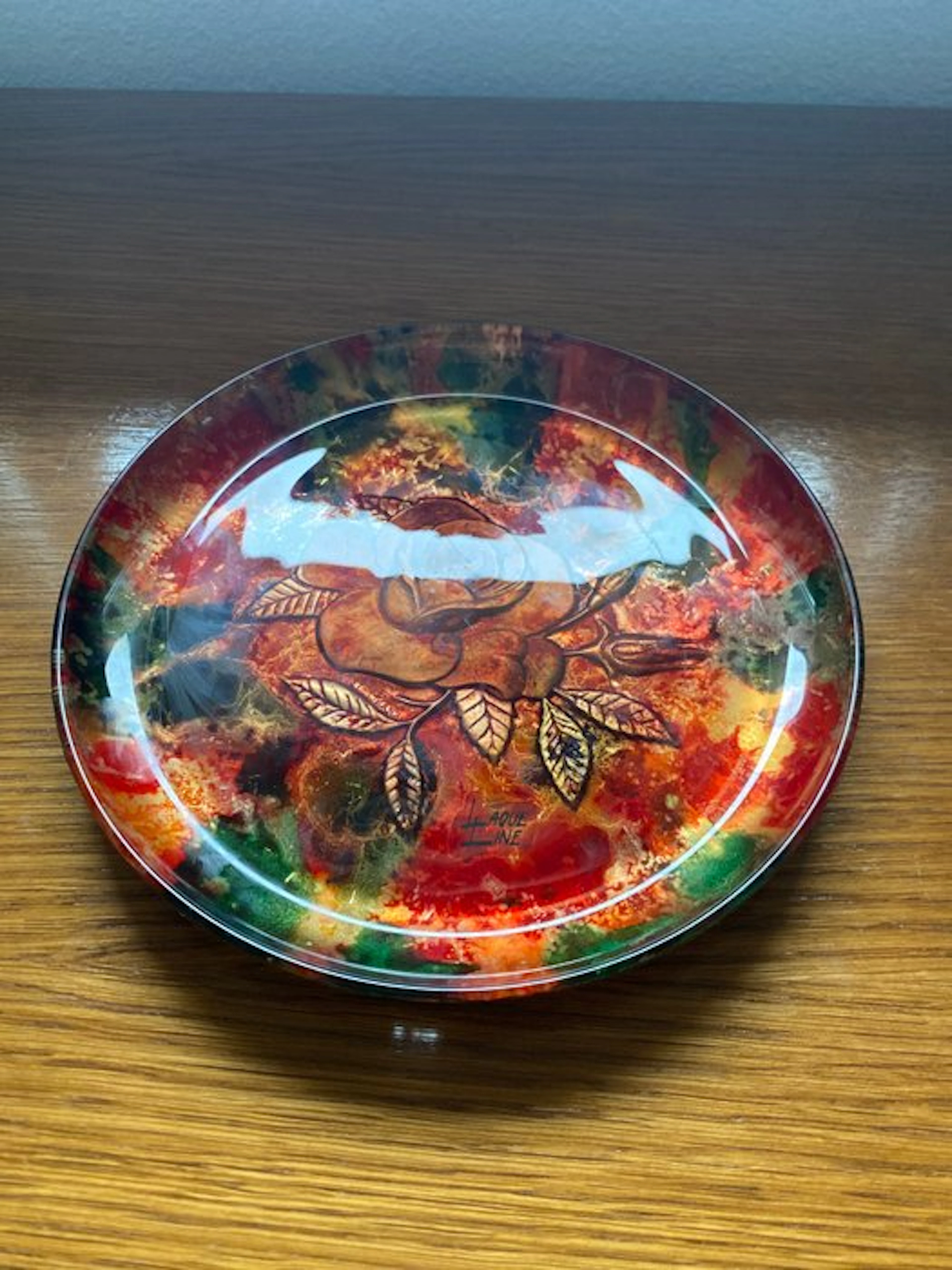laque line - jean Noel Bouillet - Plate - Glass - Art Glass Plate