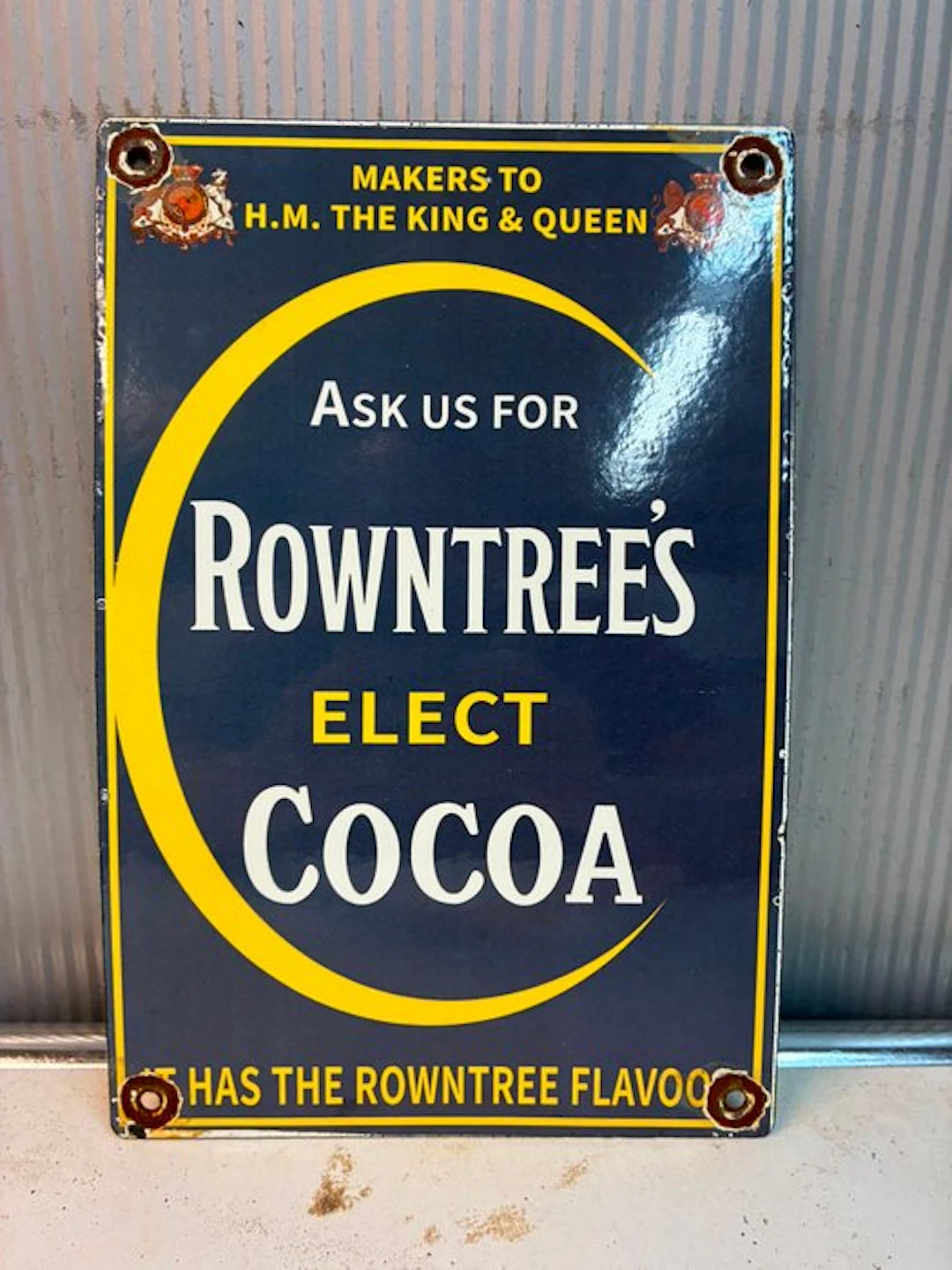 Rowntree’s Elect Cocoa – Klassiek Emaille Reclamebord - Enamel sign - Enamel