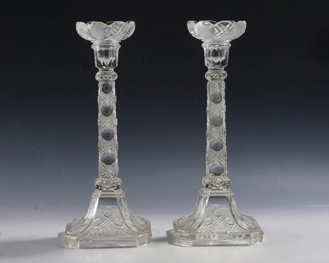 Candleholder Ensemble • Diamond relief with scalloped...
