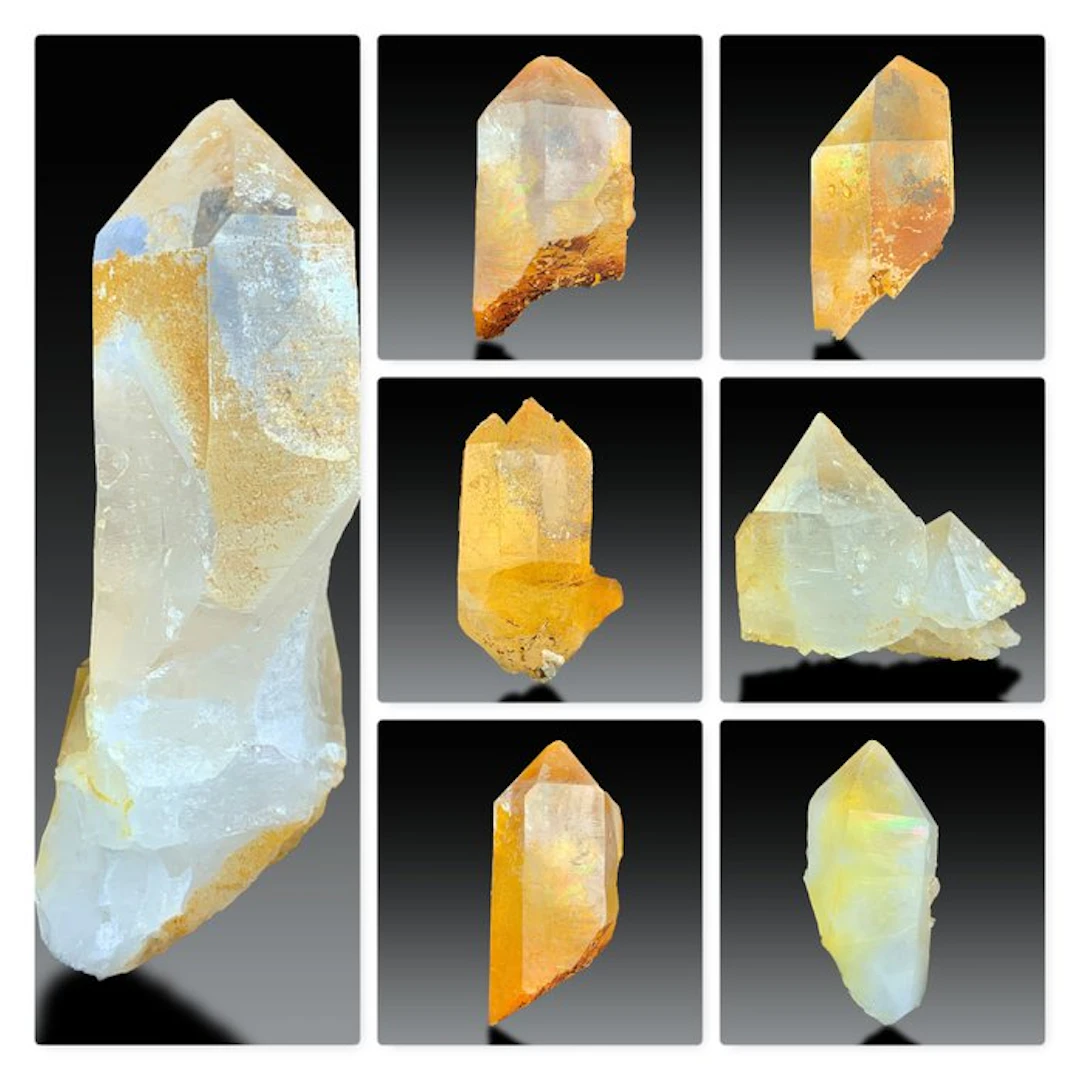 Natural Yellow Iron Quartz Crystal Collection – Rainbow...