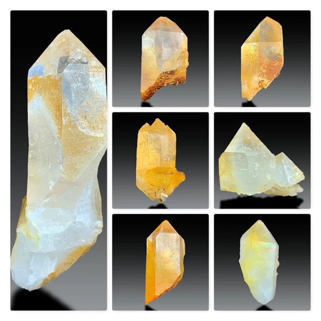 Natural Yellow Iron Quartz Crystal Collection – Rainbow...