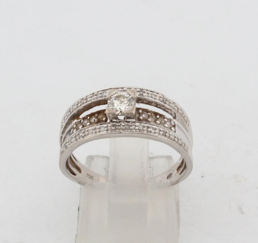 No reserve price - Ring - 18 kt. White gold Diamond (Natural) - Diamond