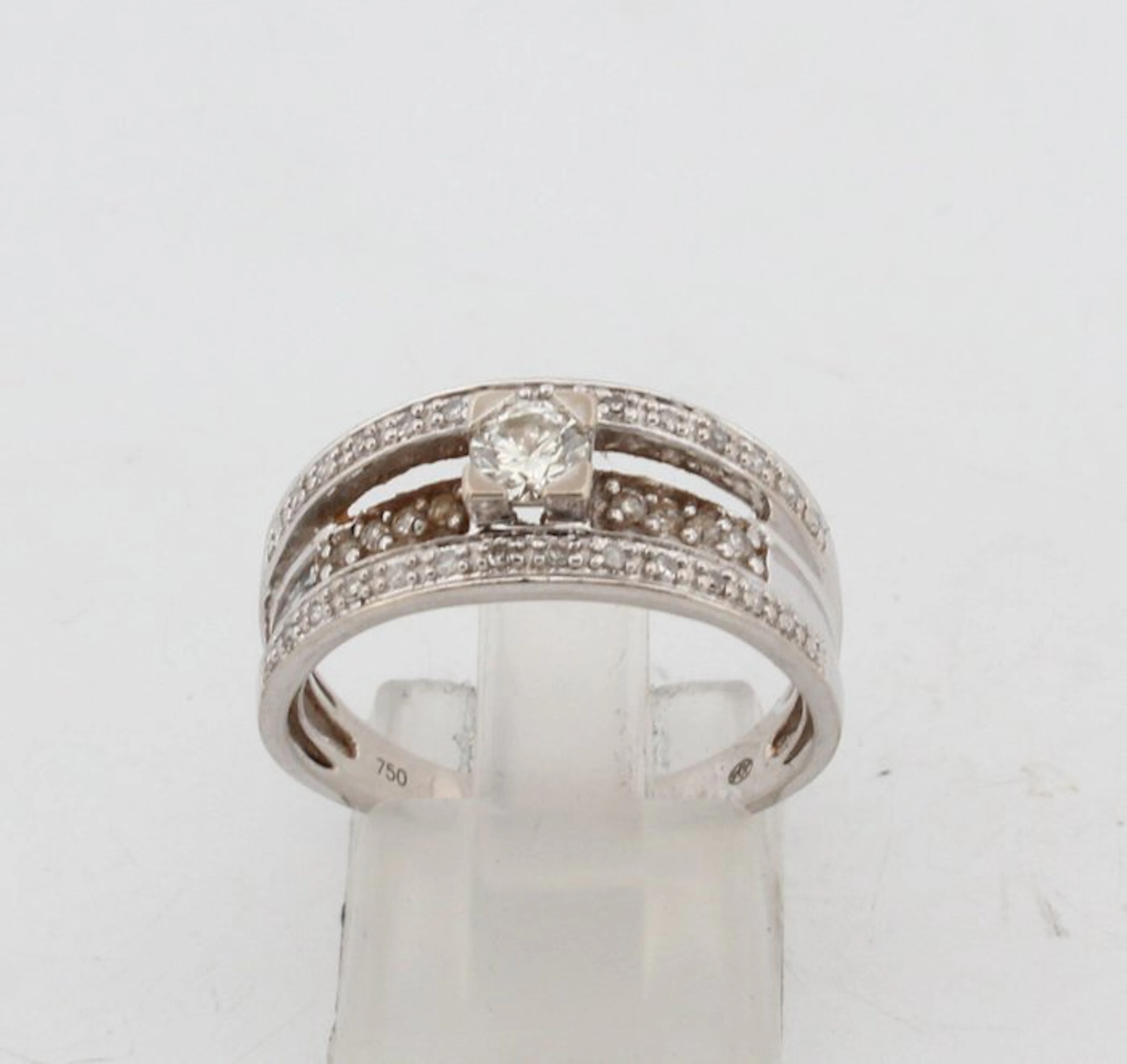 No reserve price - Ring - 18 kt. White gold Diamond (Natural) - Diamond