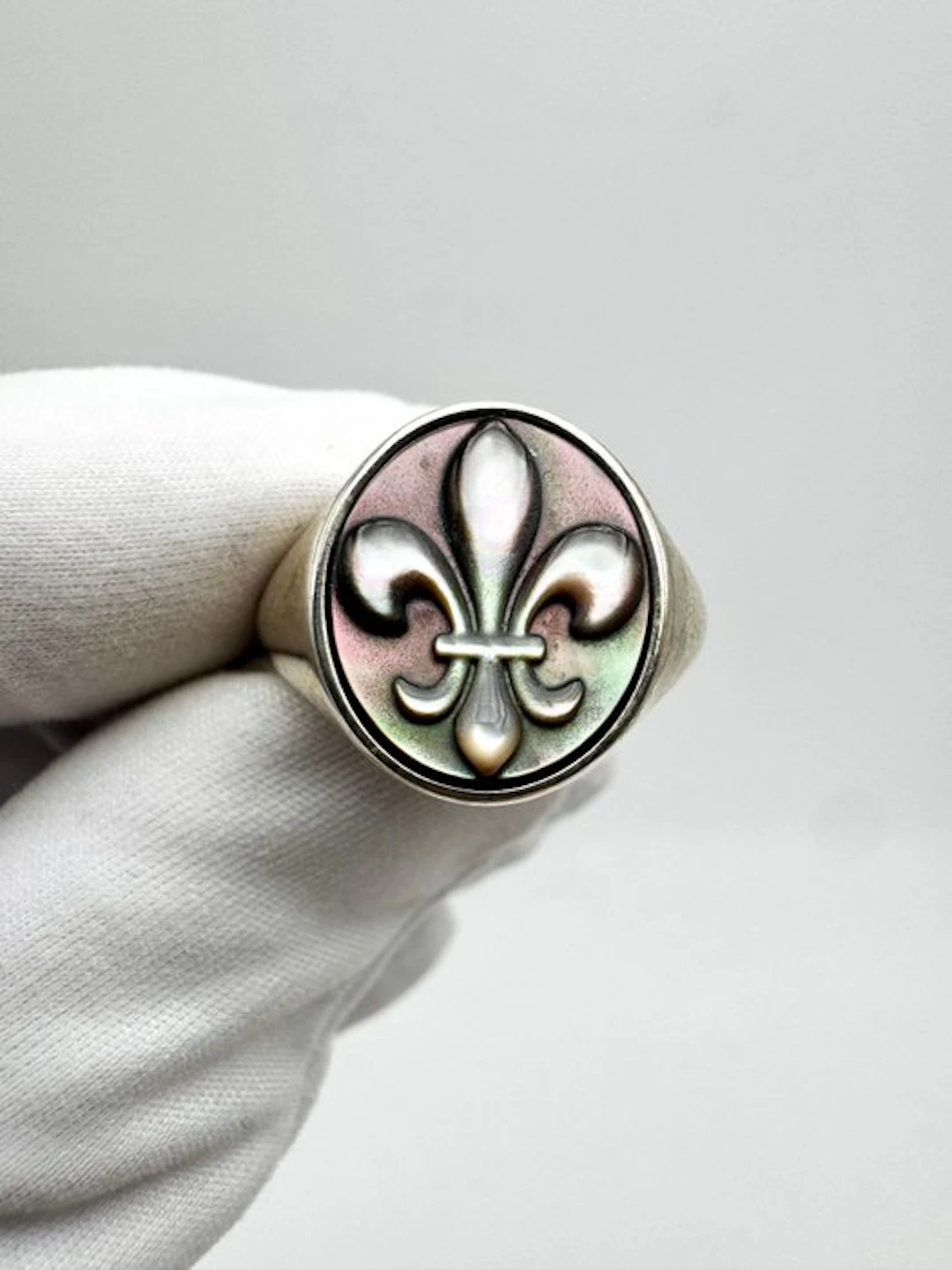 No reserve price - Ring Silver Pearl - Noble Fleur-de-Lis ring