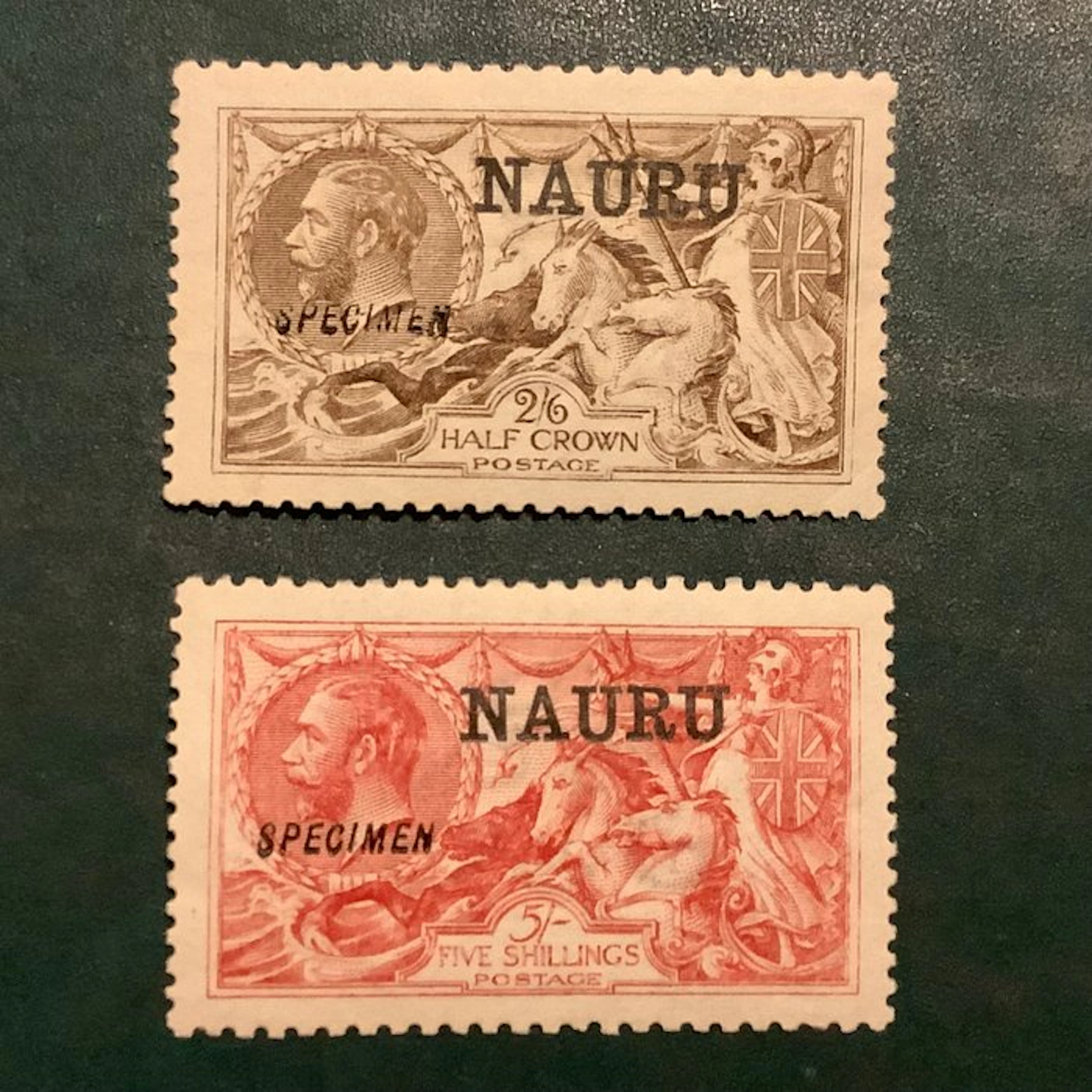 Nauru 1916 - Seahorses with specimen print - MH - SG 19 en 22