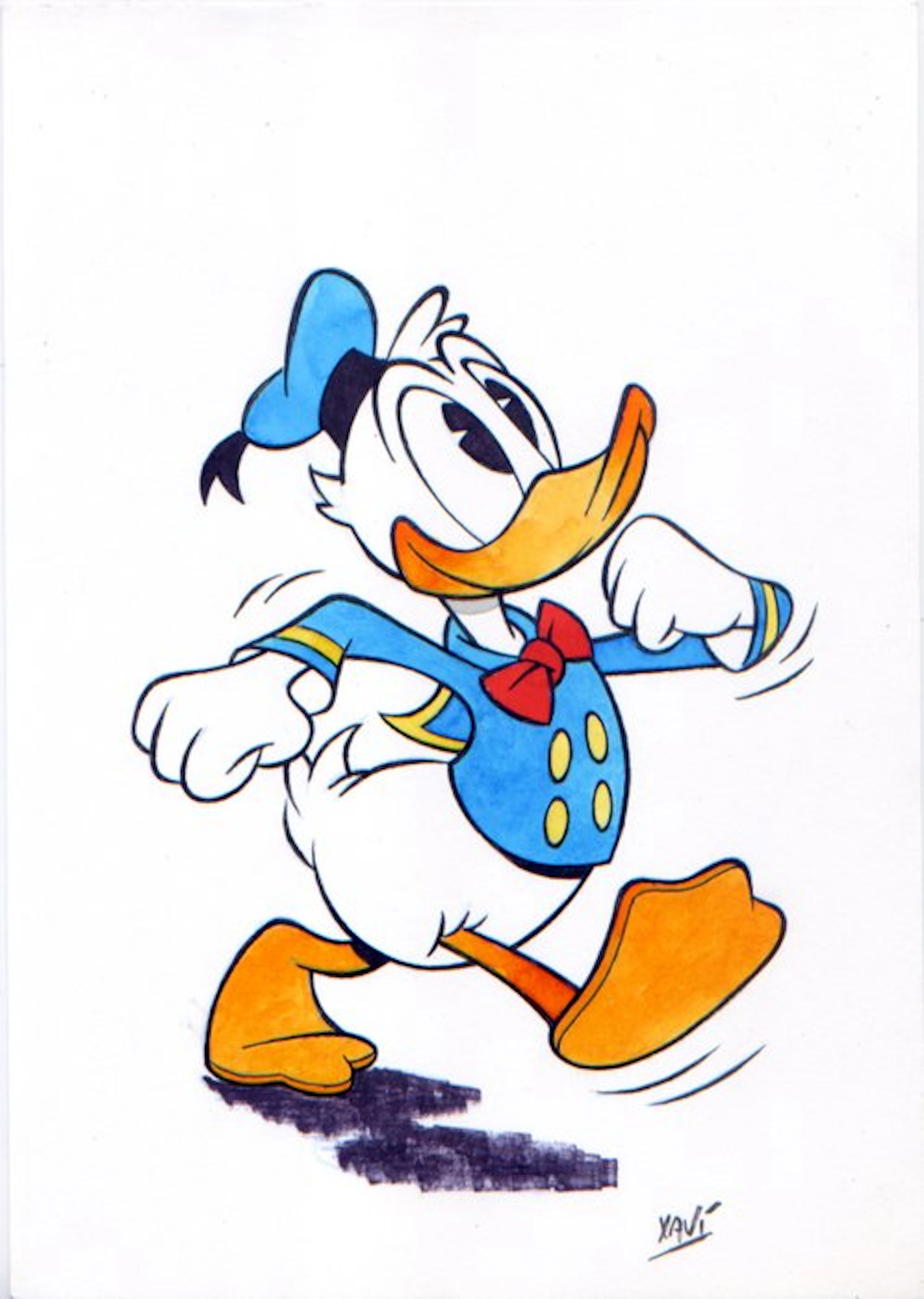 Xavi - 1 Original colour drawing - Donald Duck - The Donald walk - 2026