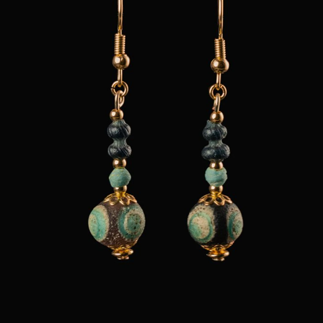 Celtic Earrings, with Glass Eye Beads