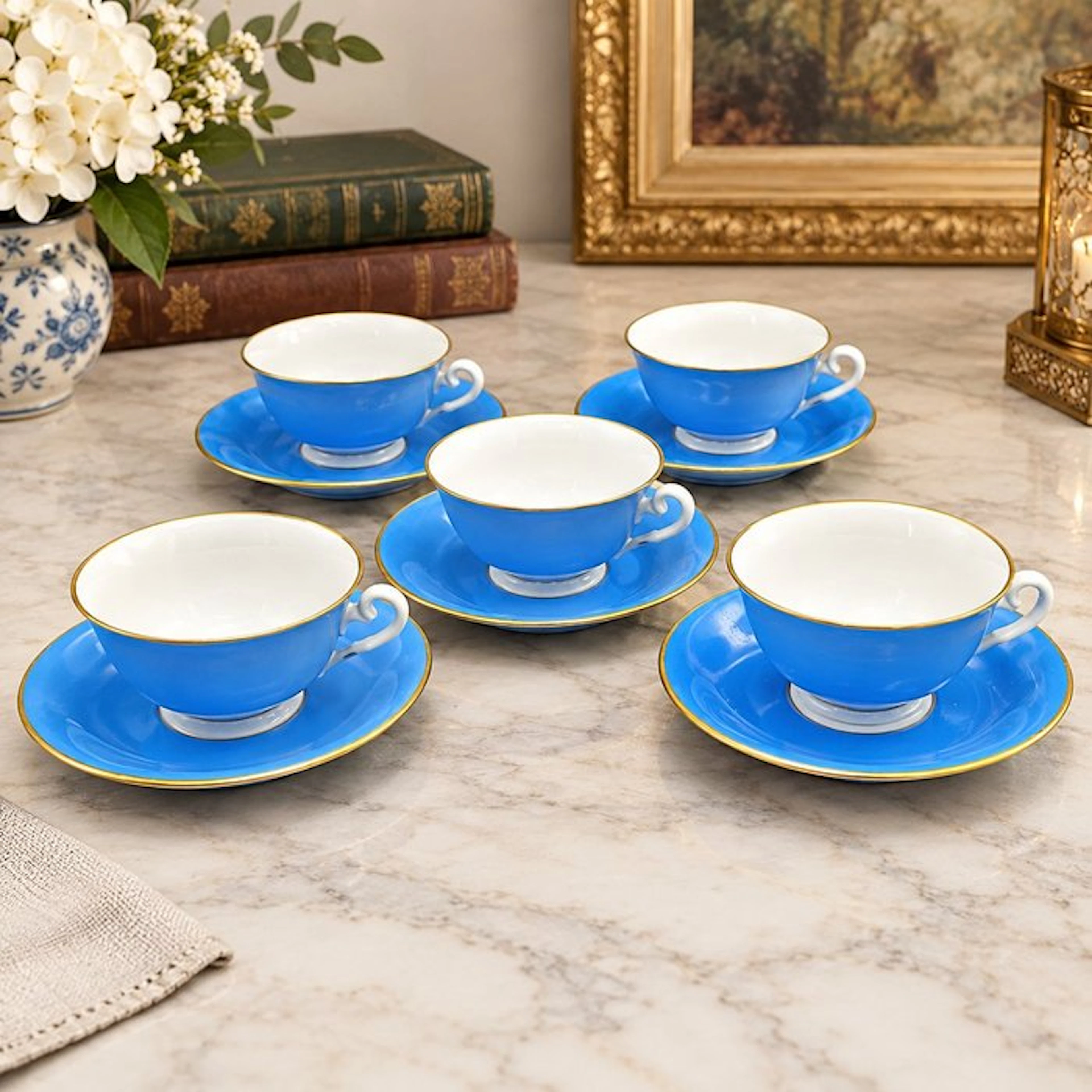 ginori richard - Tea cup set for 4 (6) - Porcelain