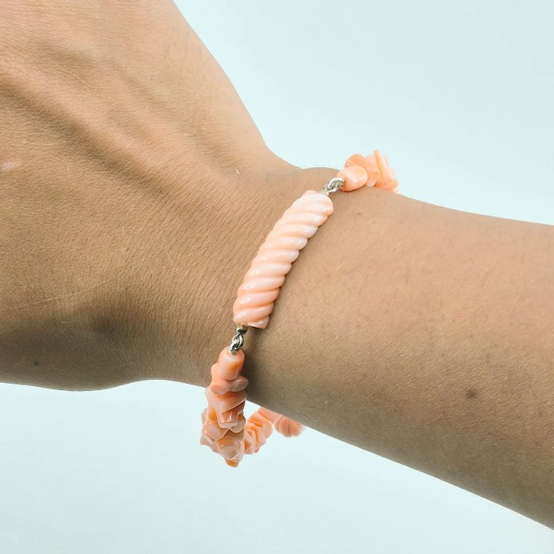 Coral - Silver - Bracelet - PINK CORAL