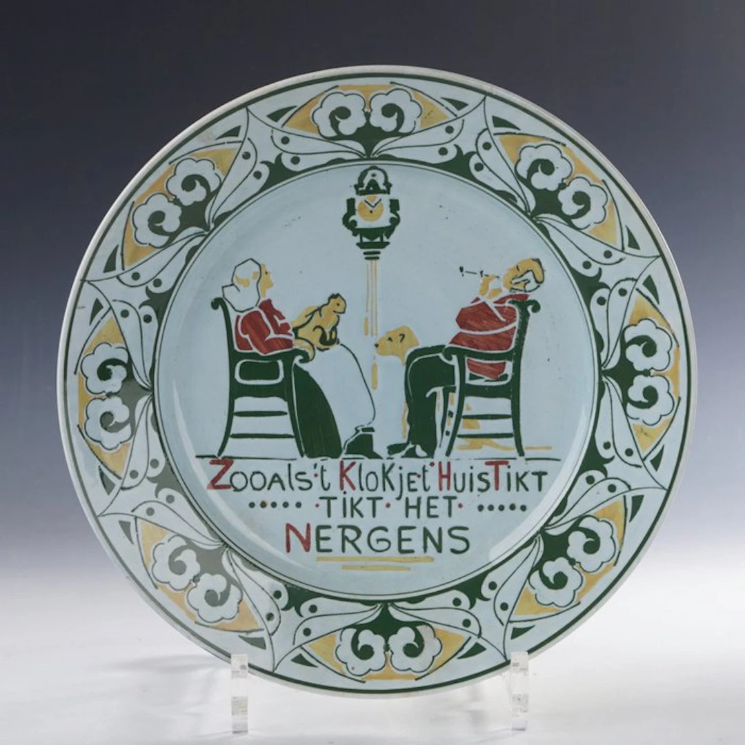 Franz Anton Mehlem - Wall plate - 'Zoals het klokje thuis...