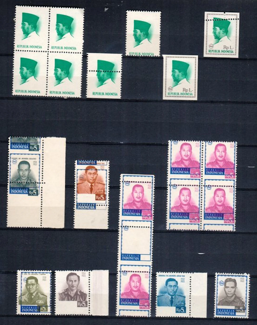 Indonesia 1966 - Color varieties - misperforation - without value indication