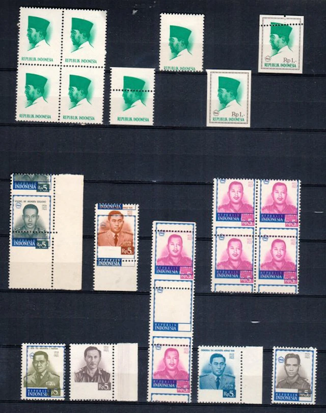 Indonesia 1966 - Color varieties - misperforation - without value indication